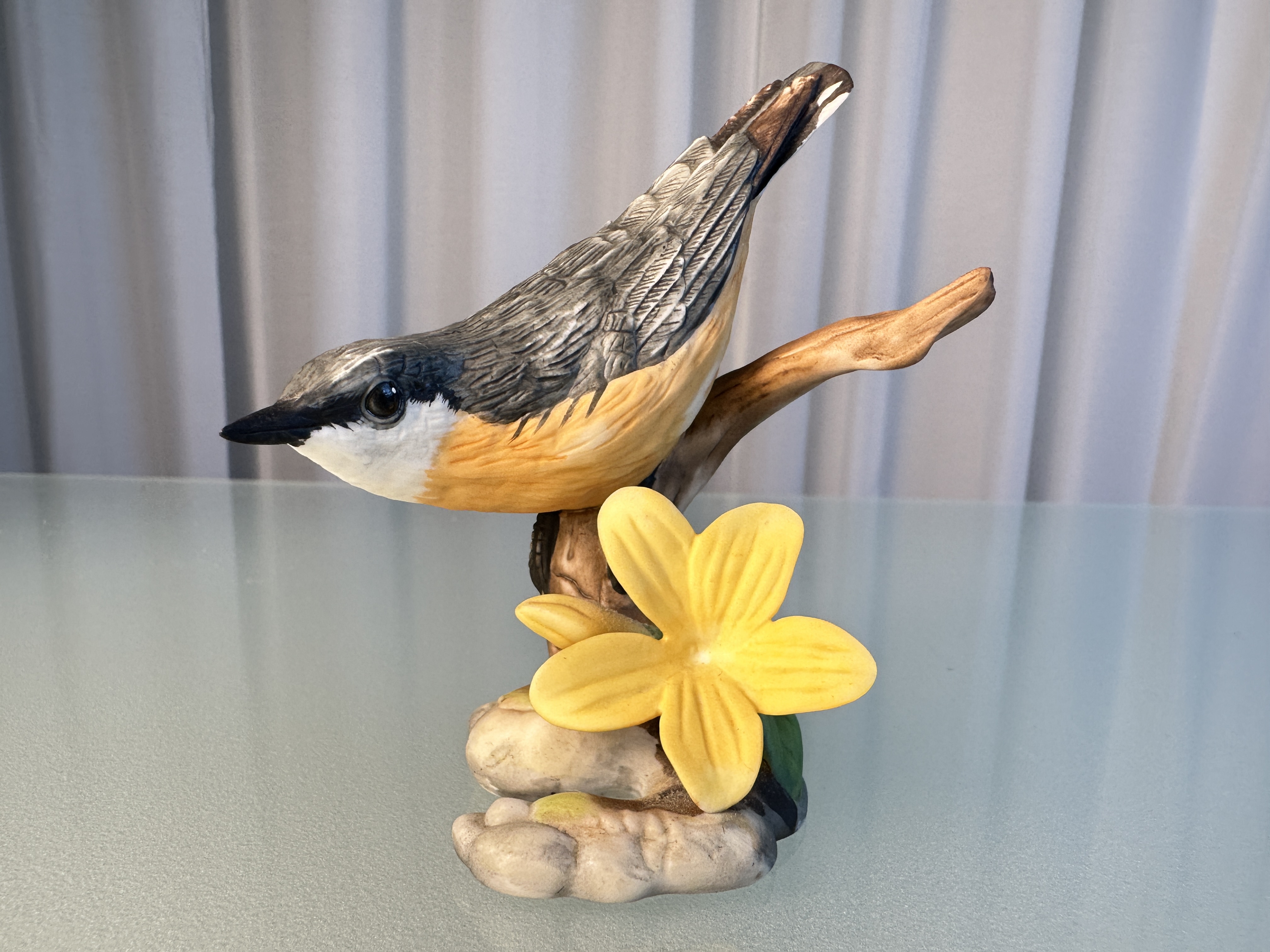Franklin Mint Porzellan Figur - Vogel Nuthatch 10cm - Top Zustand 