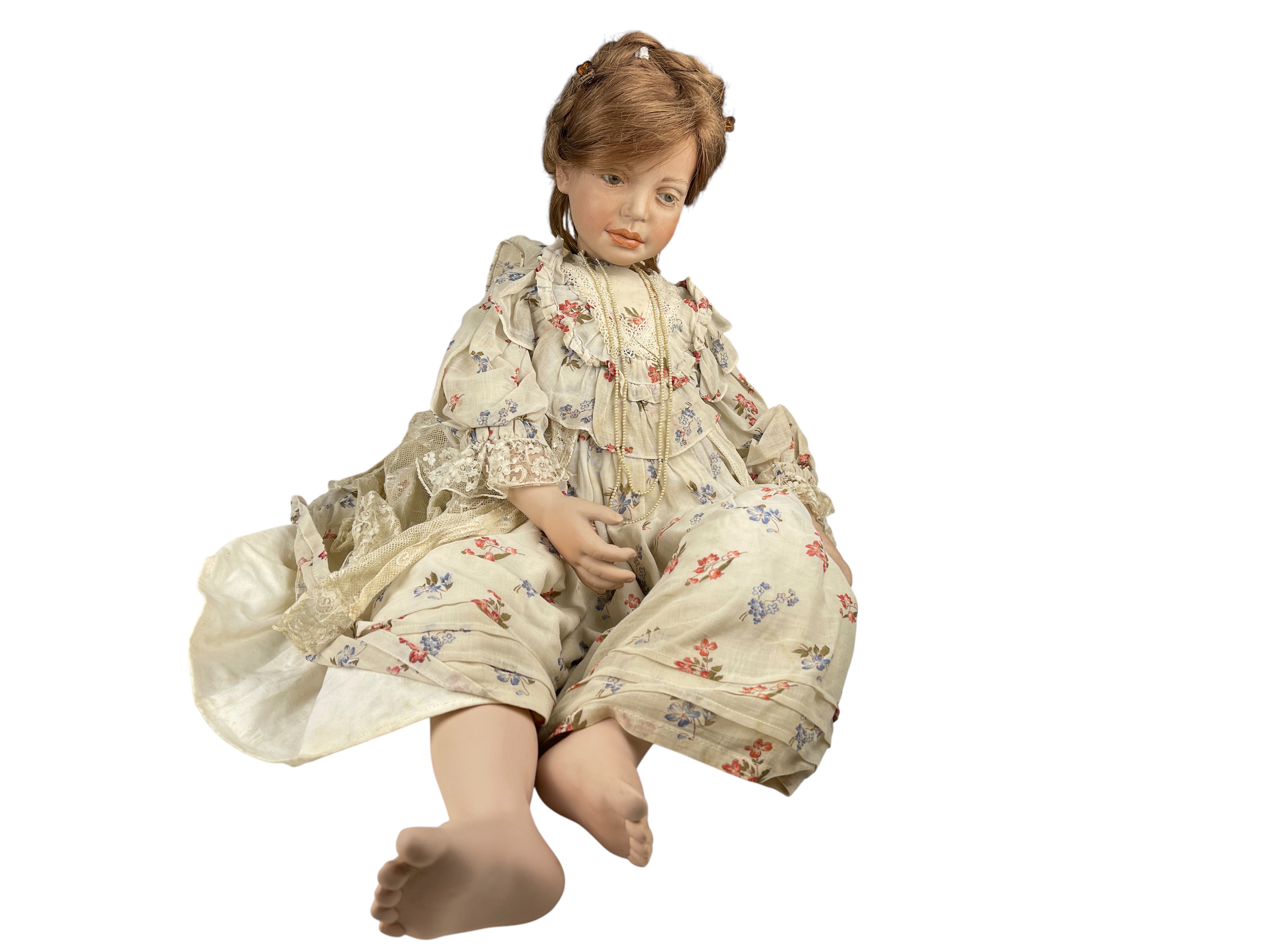 Künstlerpuppe Eva Donath Porzellan Puppe Greta 60 cm. Top Zustand   