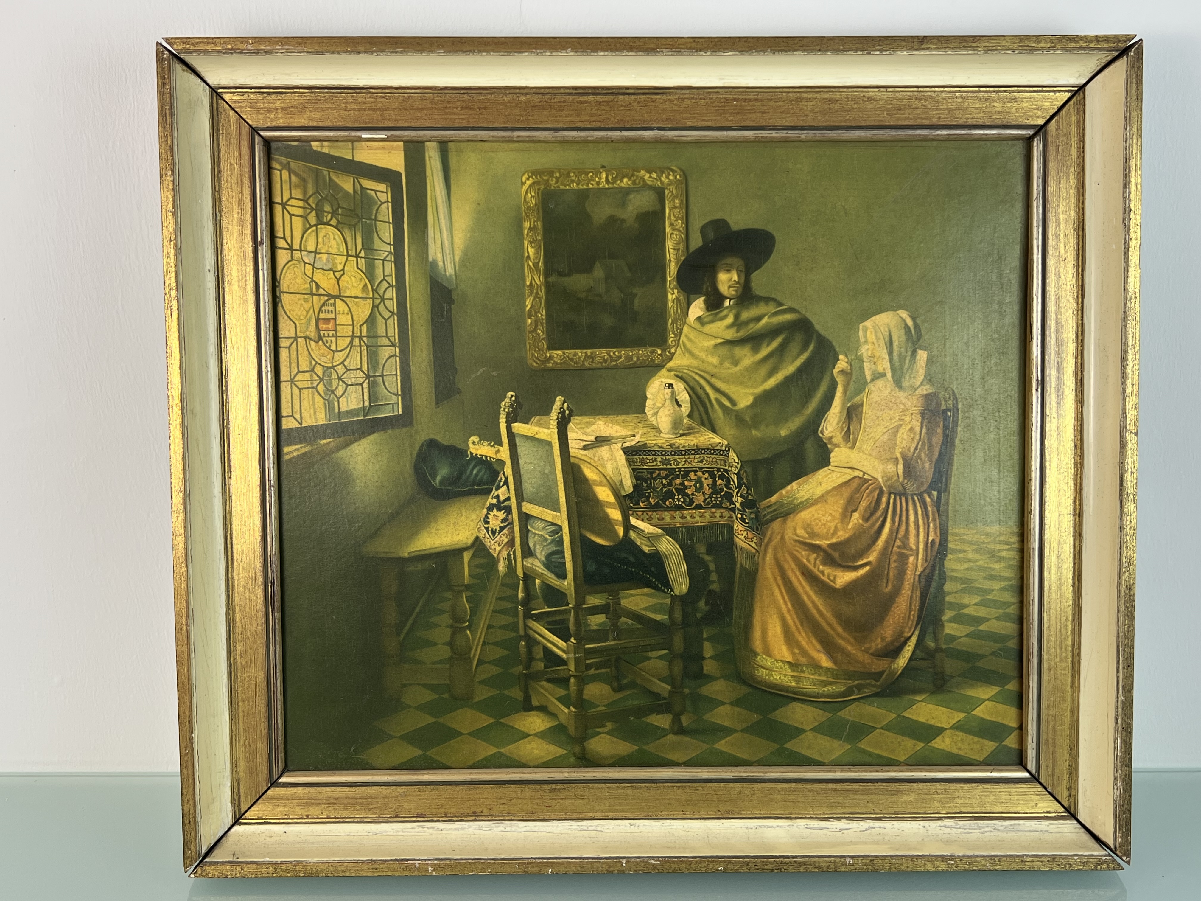 Bild Kunstwerk 49 cm Lang / 41 cm Hoch. Rahmen 59,5 cm Lang / 52,3 cm Hoch / 5,6 cm Tief. Zustand siehe Fotos