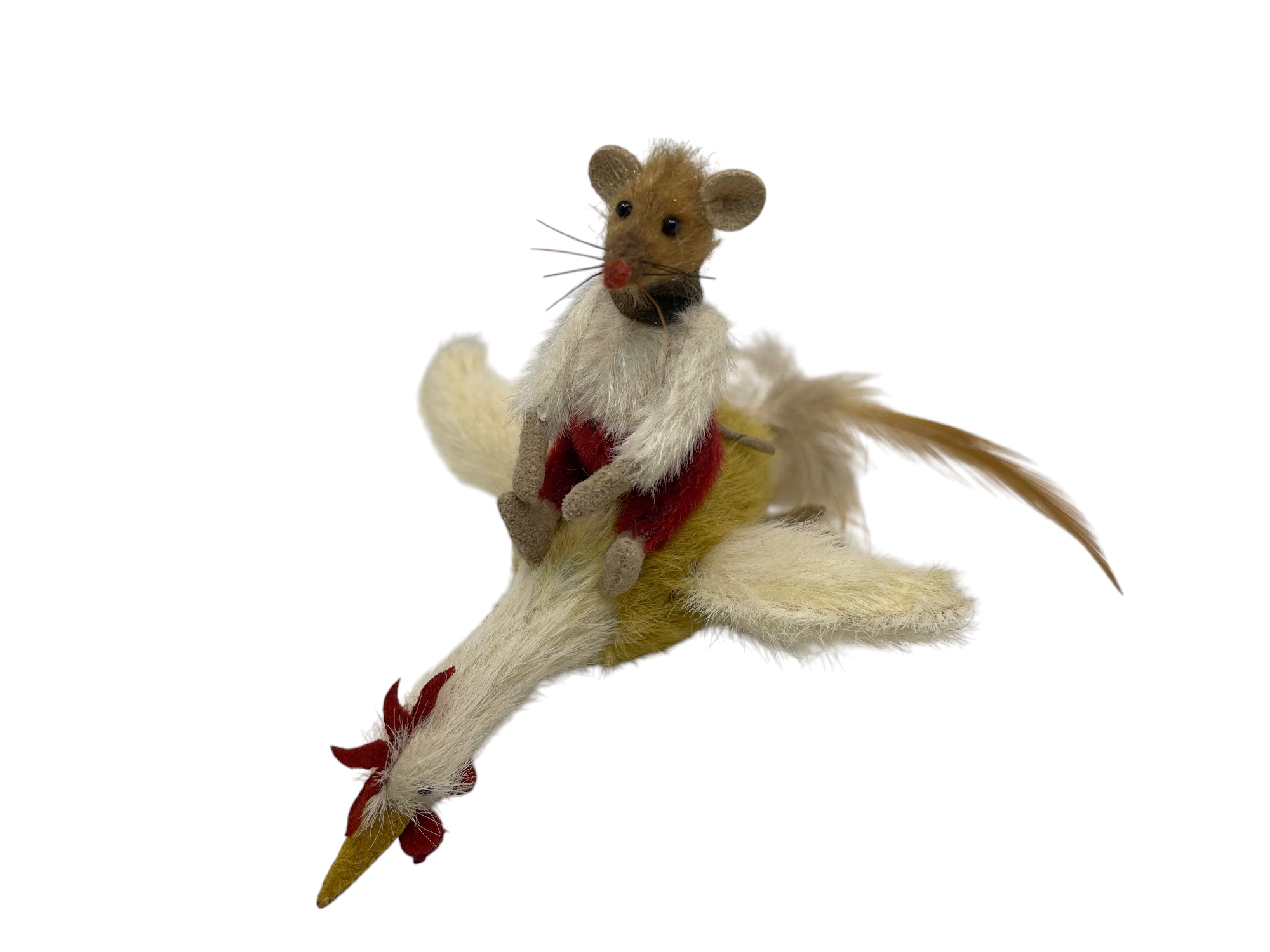 Künstler Stofftier Hahn mit maus 12 x 9 cm. - Top Zustand.     