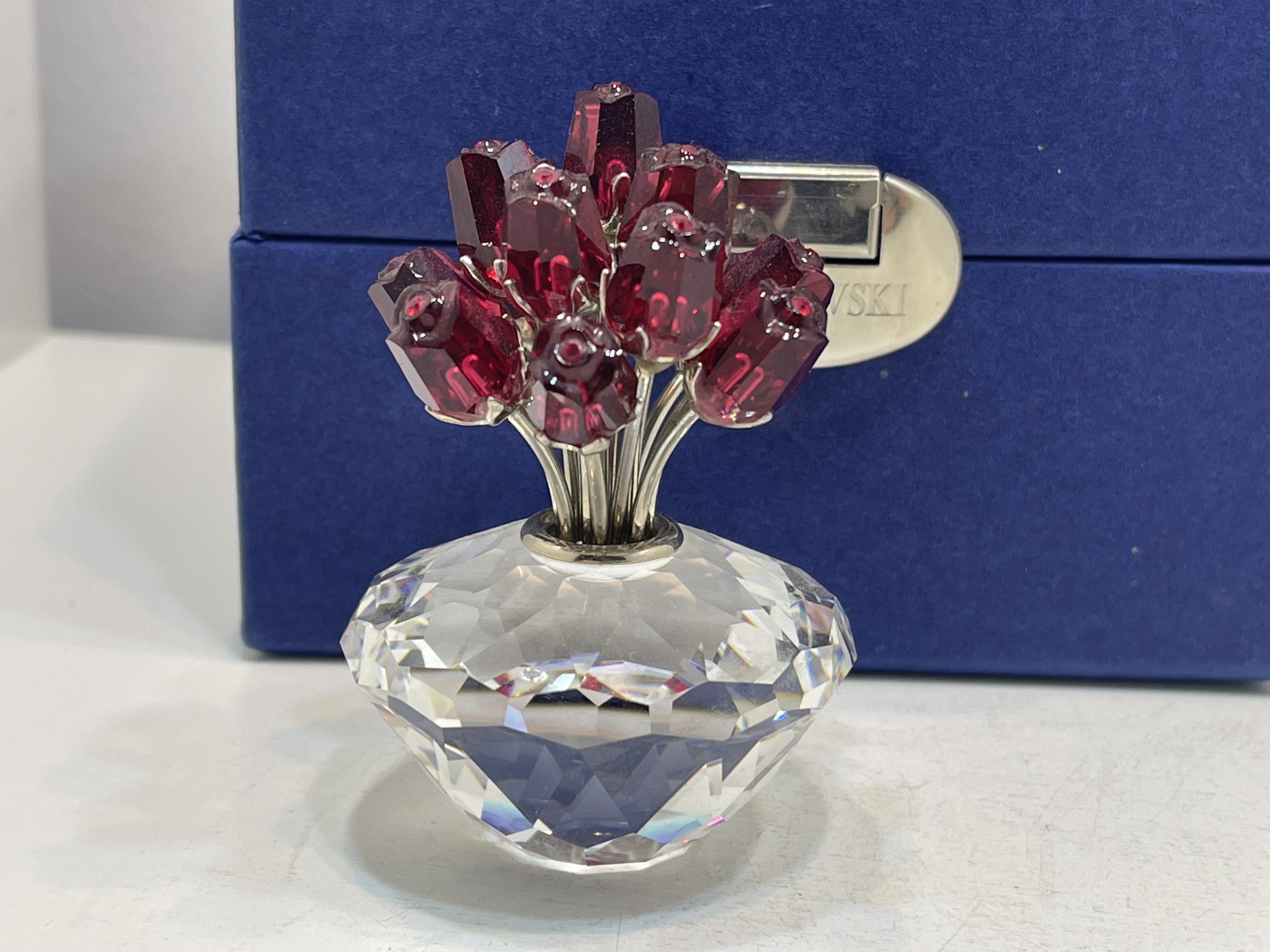 Swarovski Figur 283394 Rote Rosen Vase 7,3 cm. - Inkl Kiste Top Zustand 