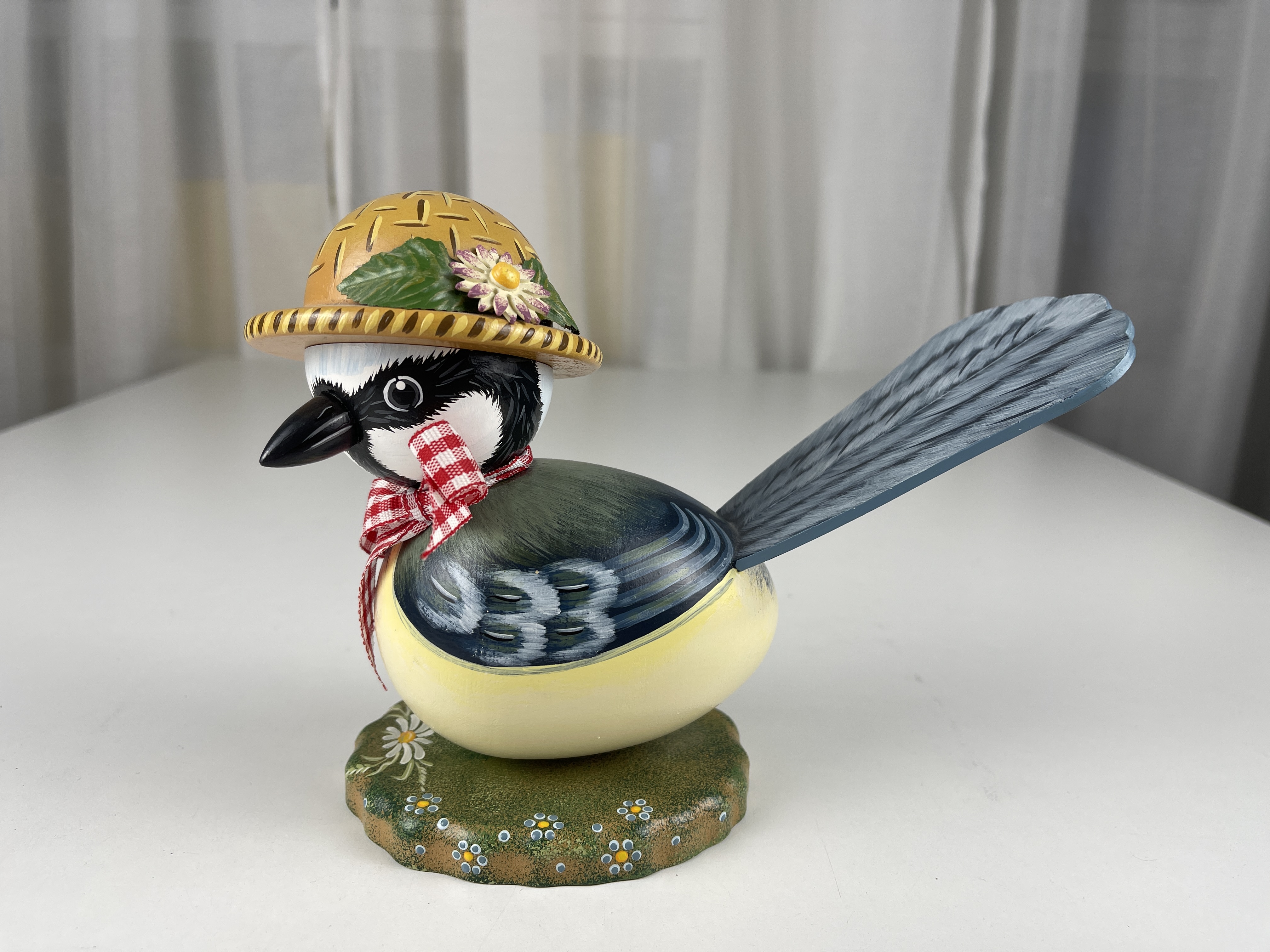 Erzgebirge Sammler Figur Hubrig Blaumeise 16 x 21 cm. Top Zustand  