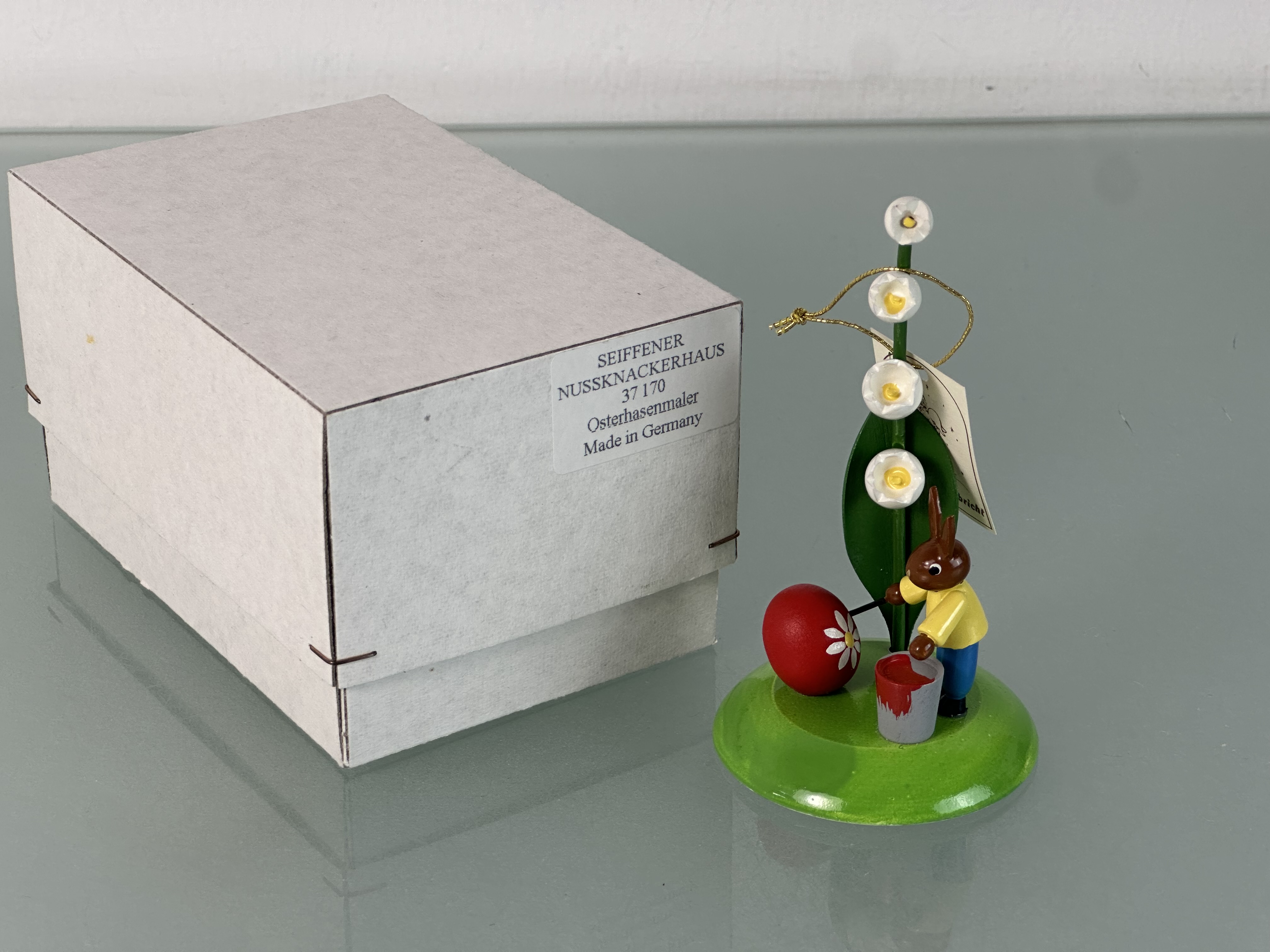 Erzgebirge Seiffener Figur Osterhasemaler ca. 8 cm. Top Zustand