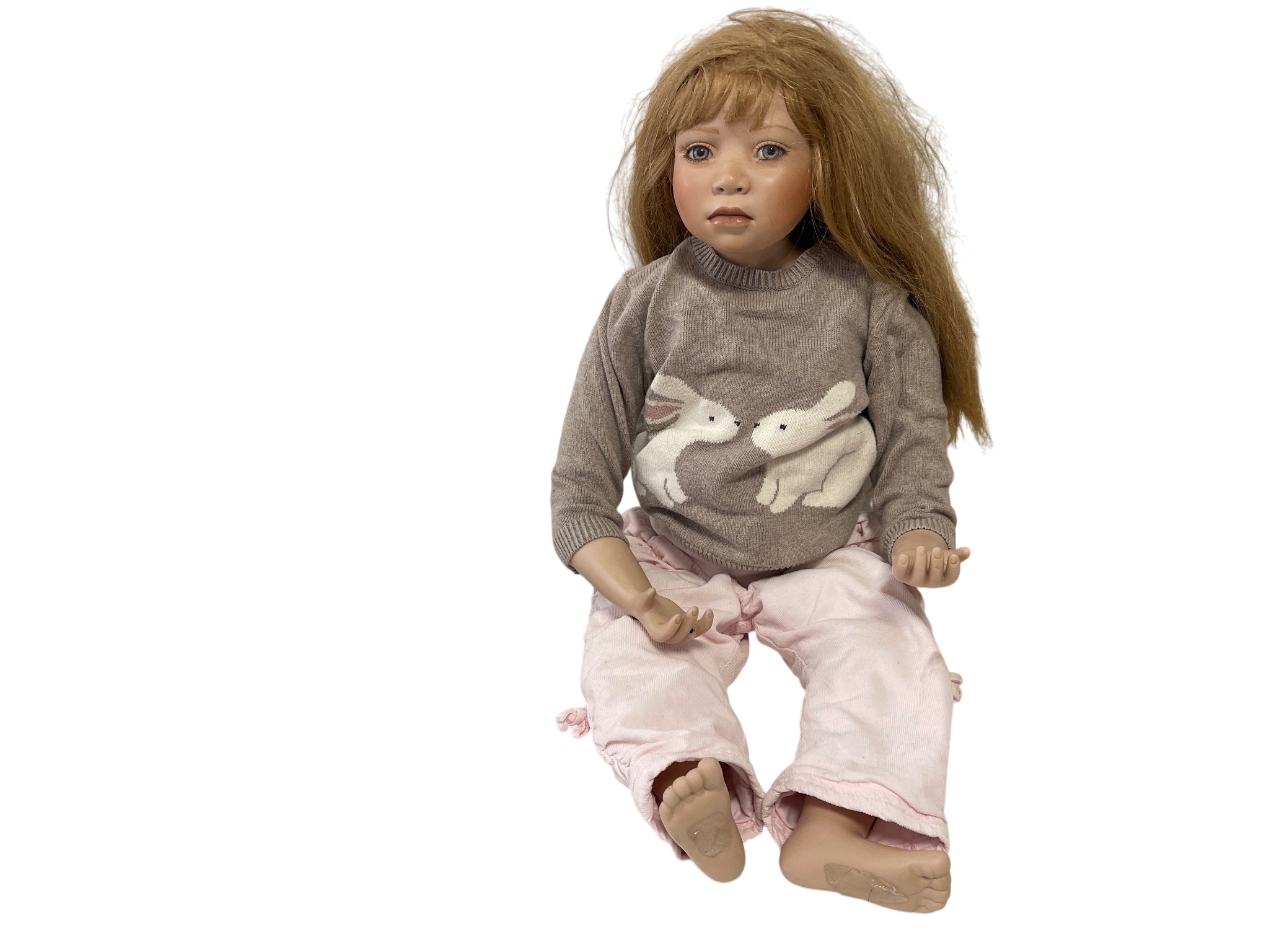 Künstlerpuppe Christine Orange  Porzellan  Puppe 72 cm. Zustand siehe Fotos  