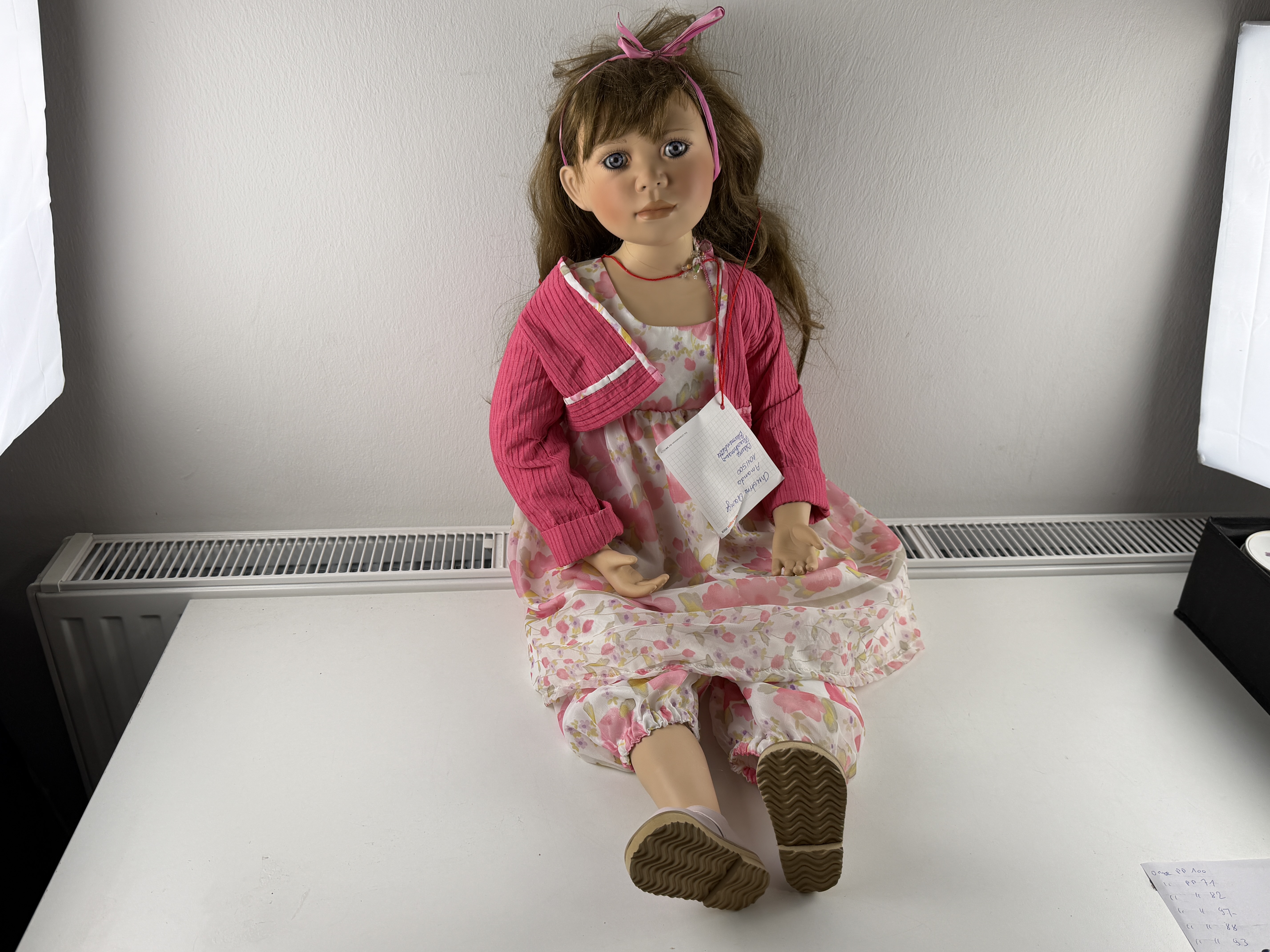Künstlerpuppe Christine Orange Porzellan Puppe 95 cm. Top Zustand   