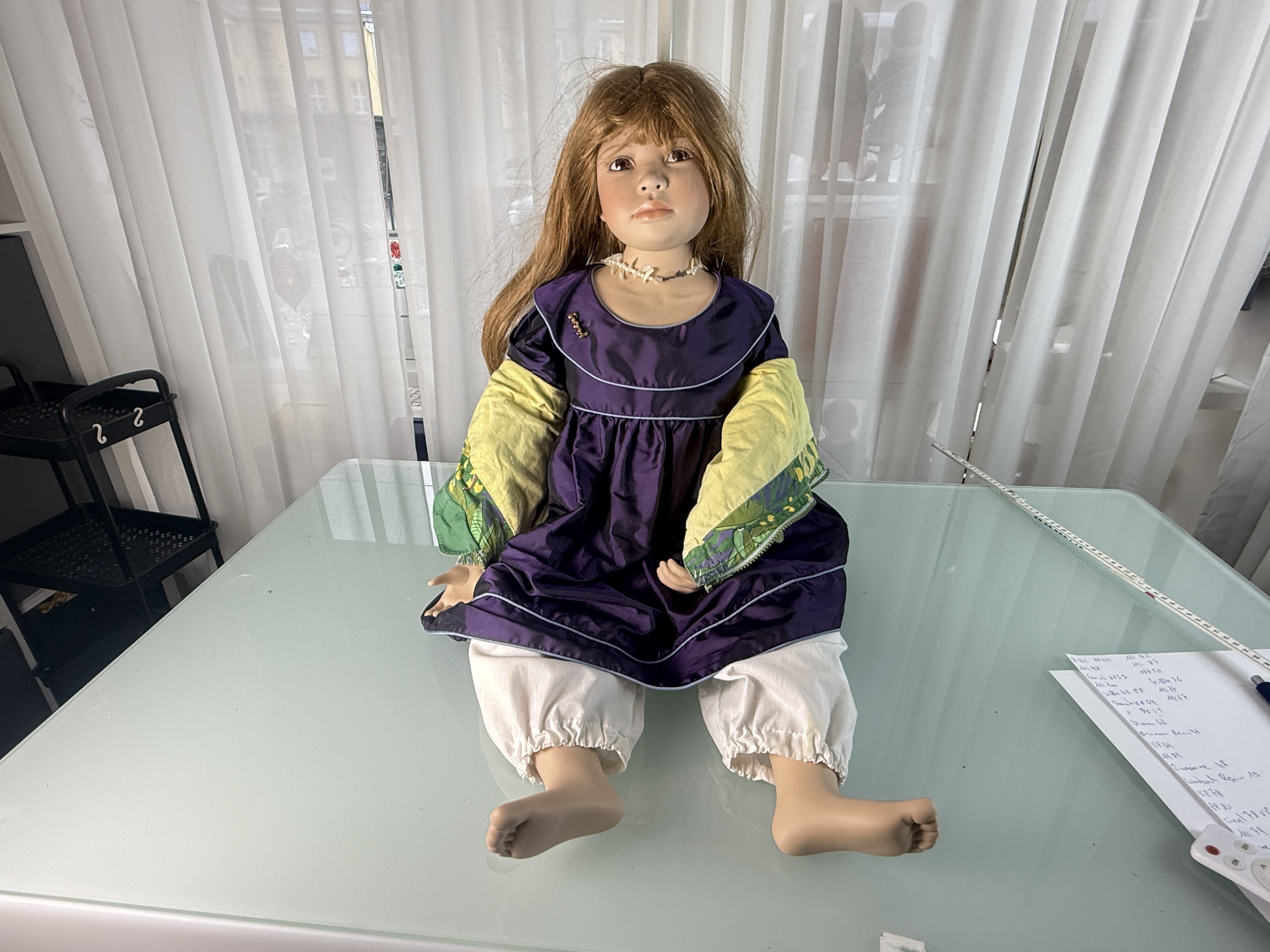 Künstlerpuppe Christine Orange Porzellanpuppe 90 cm. Top Zustand  