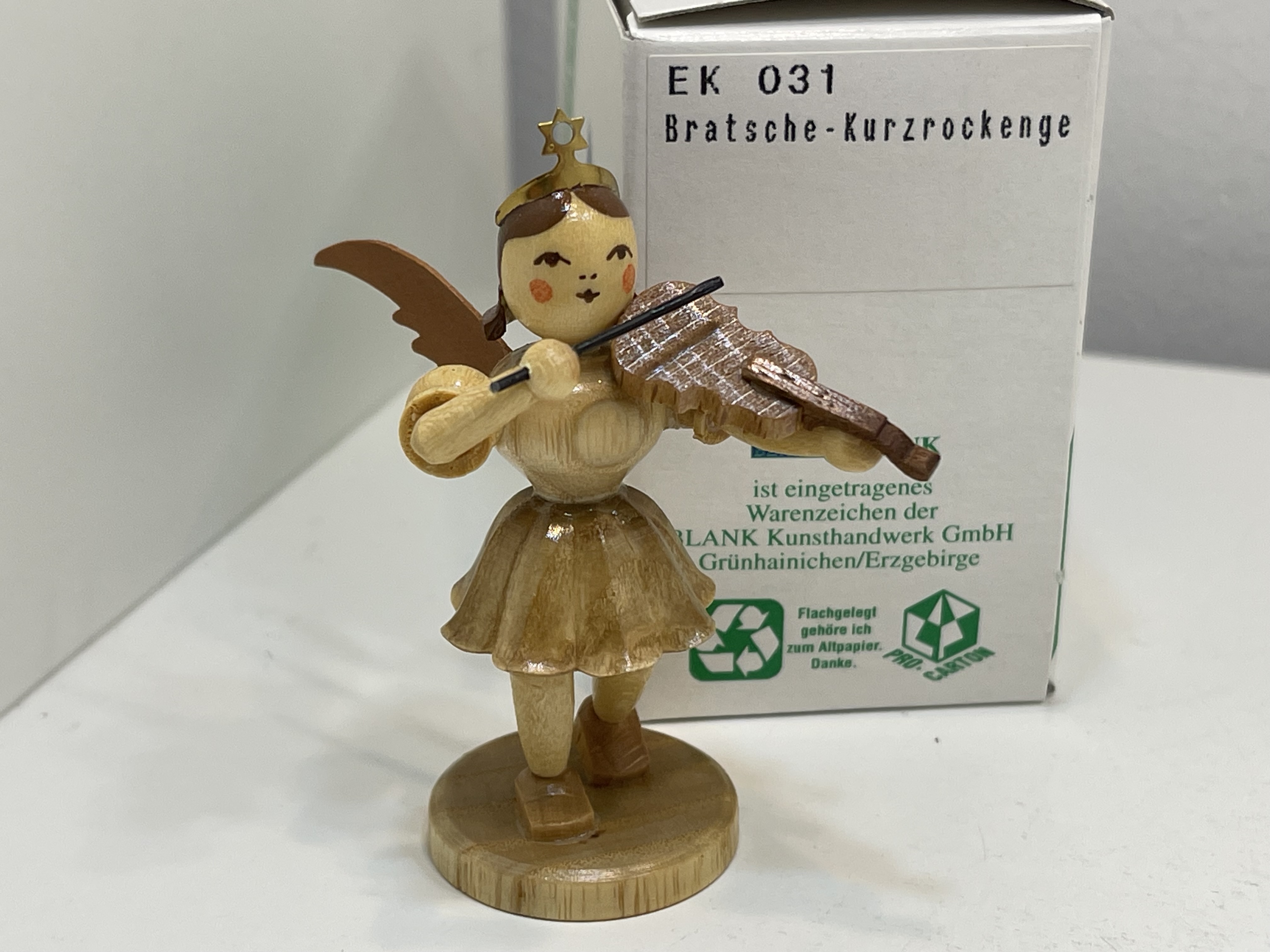 Erzgebirge Blank Figur Engel 6,8 cm. + OVP Top Zustand       