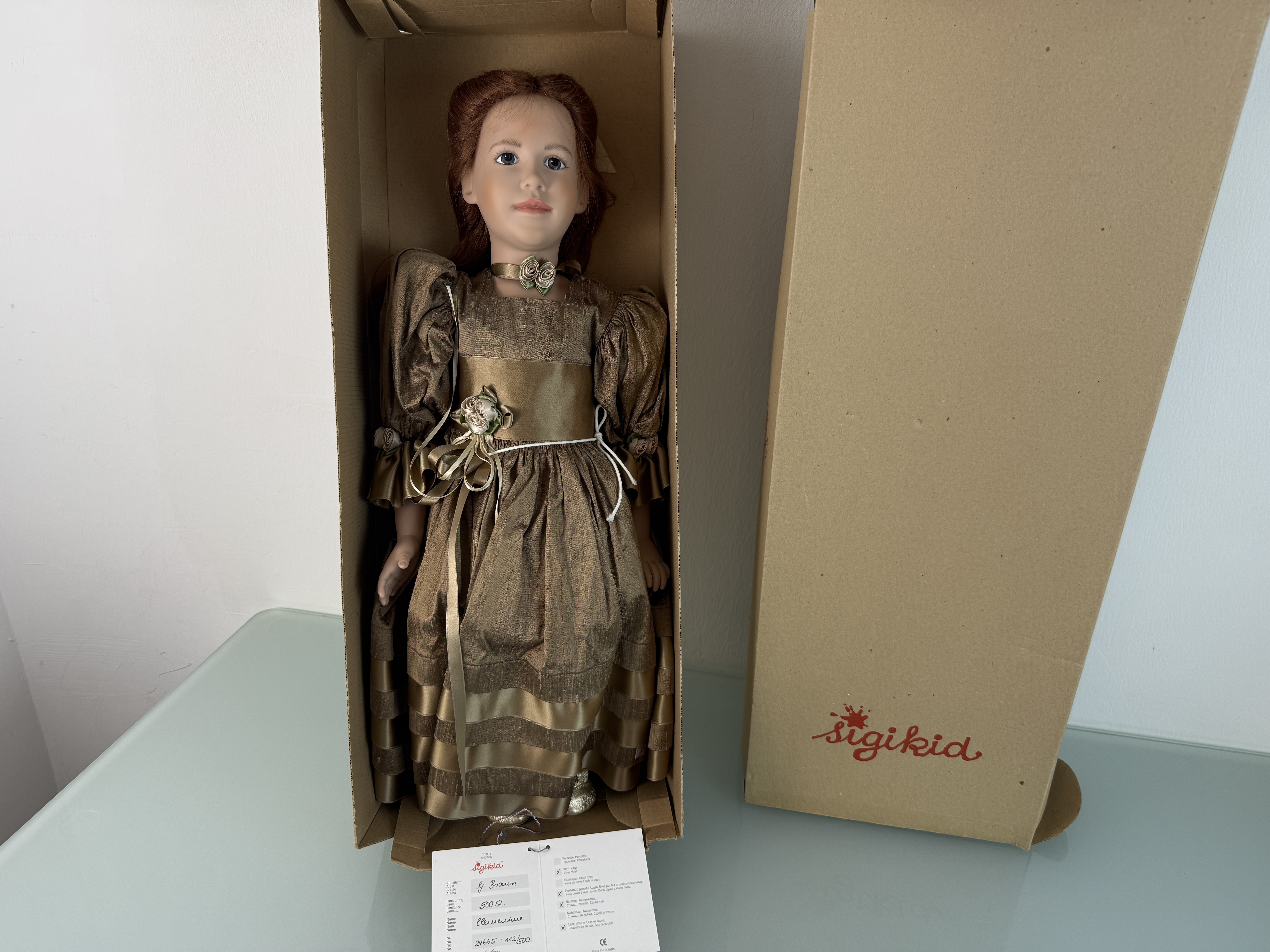 Künstlerpuppe Sigikid Gabriele Braun Vinyl Puppe 60 cm. Top Zustand