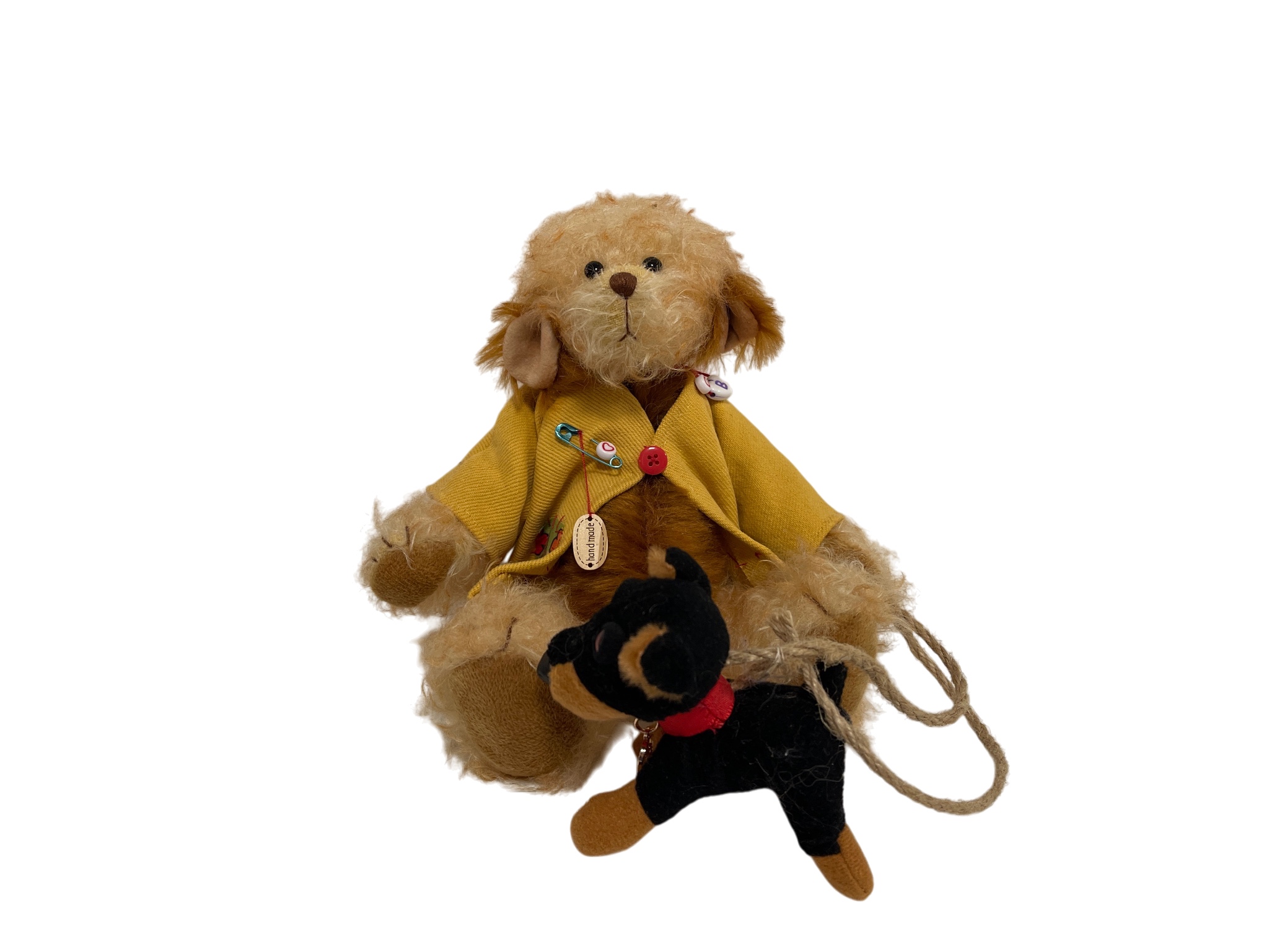 Künstlerbär Teddybär mit Hund 21 cm. Top Zustand.    