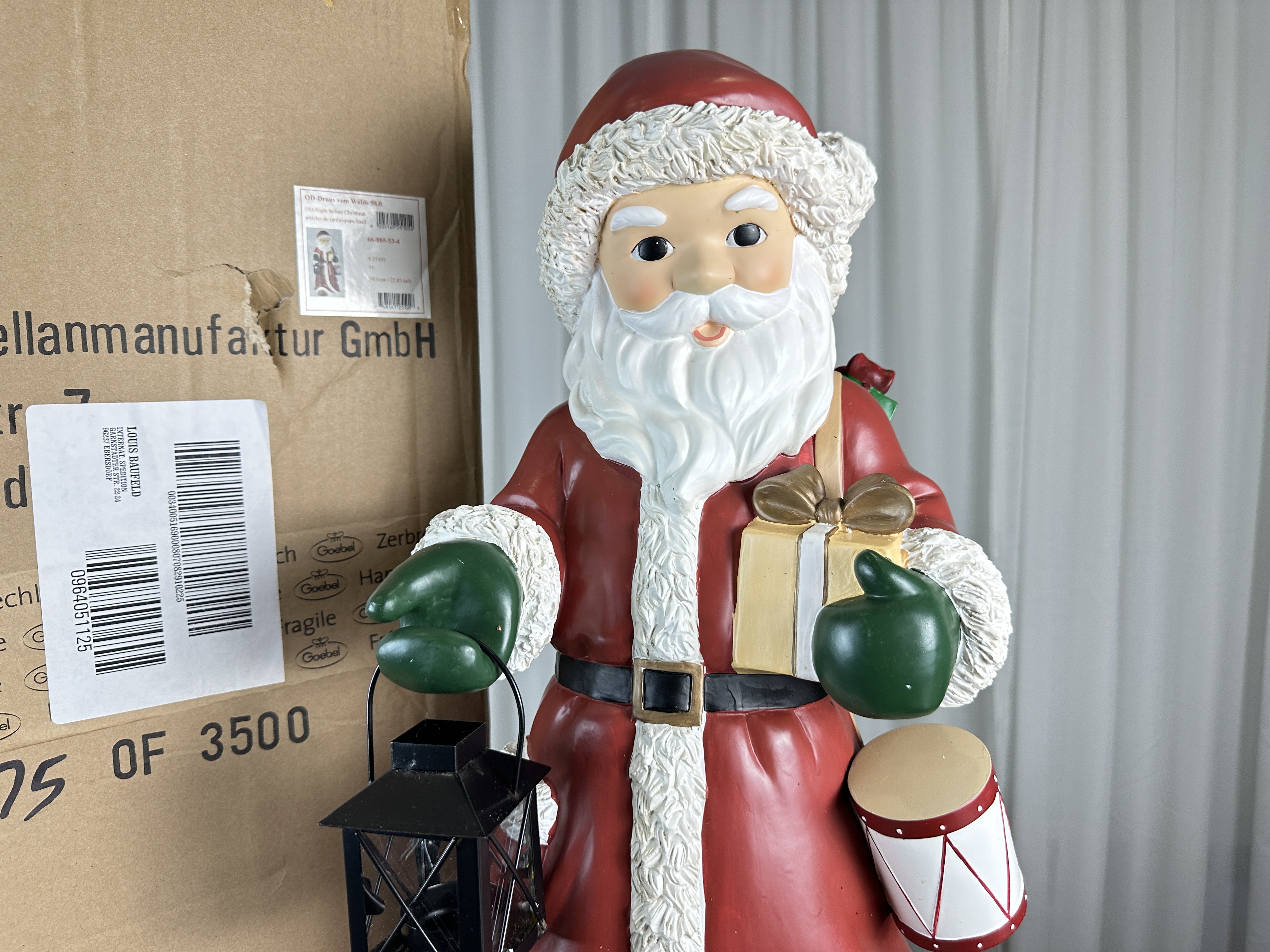 Goebel Weihnachtsmann - Outdoor Figur 58cm - Polyresin - incl.Windlicht - Top Zustand siehe Bilder   