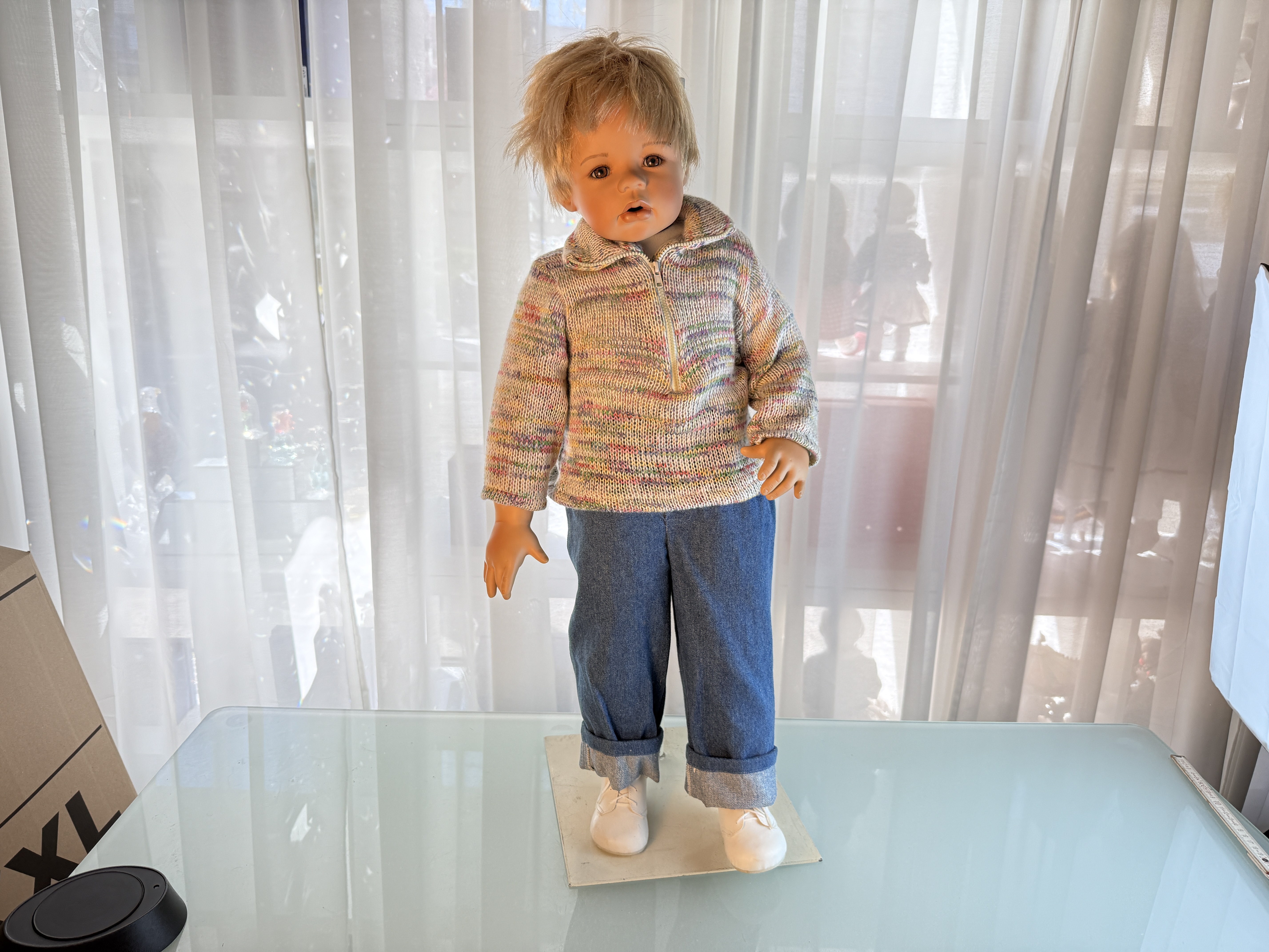 Künstlerpuppe Monika Levenig Porzellan Puppe 75 cm. Top Zustand   