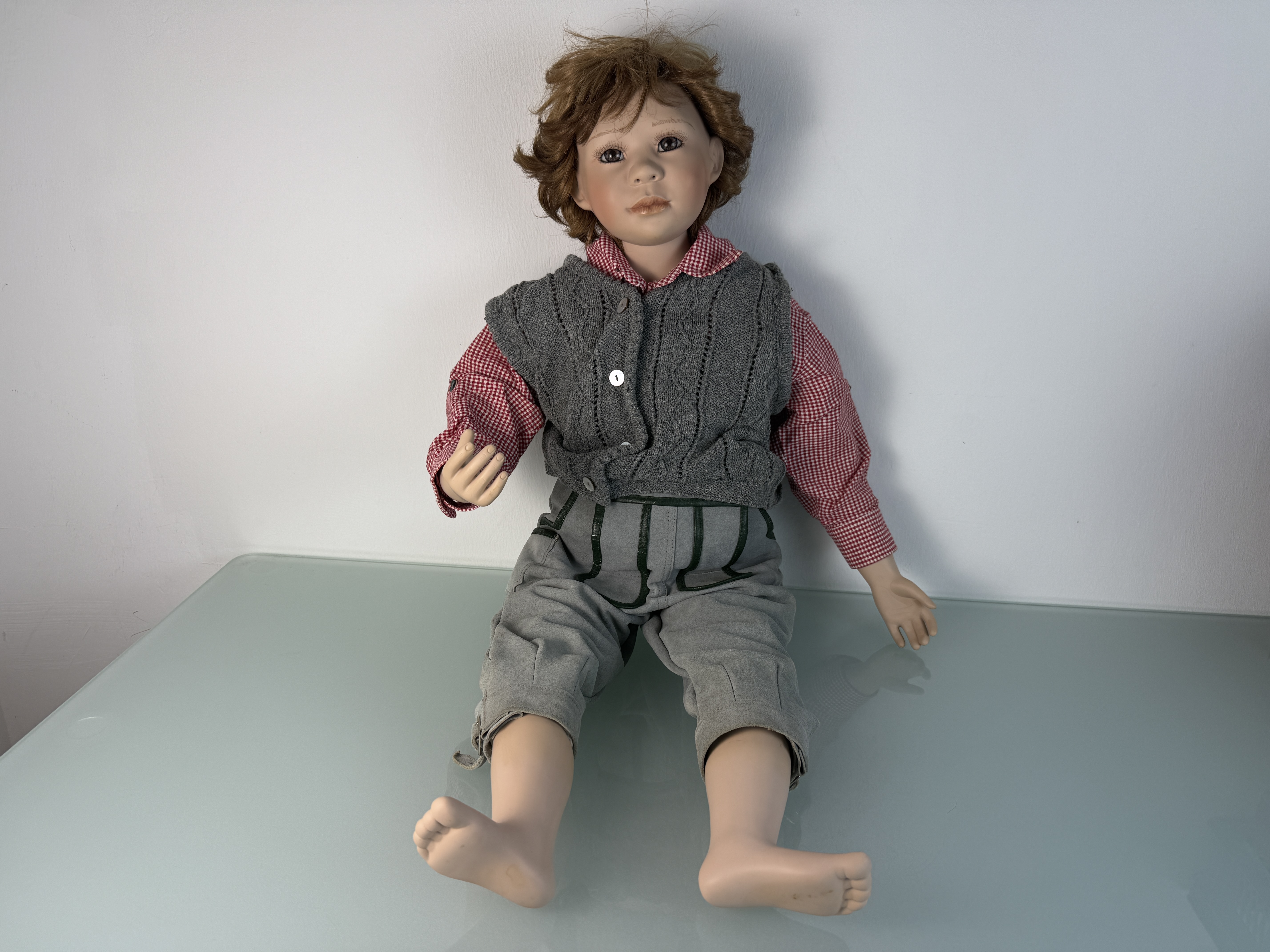 Künstlerpuppe Christine Orange Porzellan Künstlerpuppe Puppe 90 cm. Top Zustand  