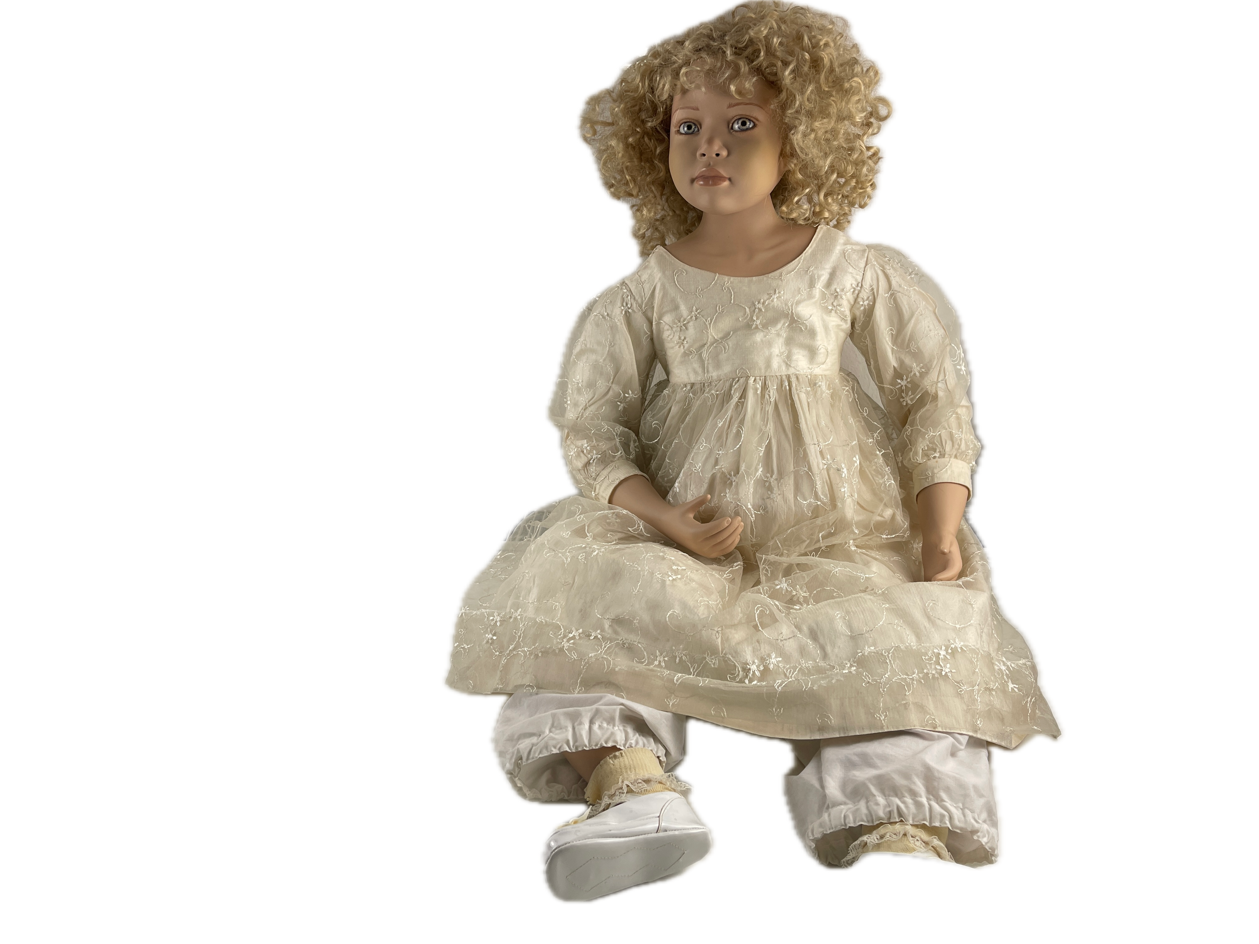 Künstlerpuppe Christine Orange Porzellan Puppe 86 cm. Top Zustand  