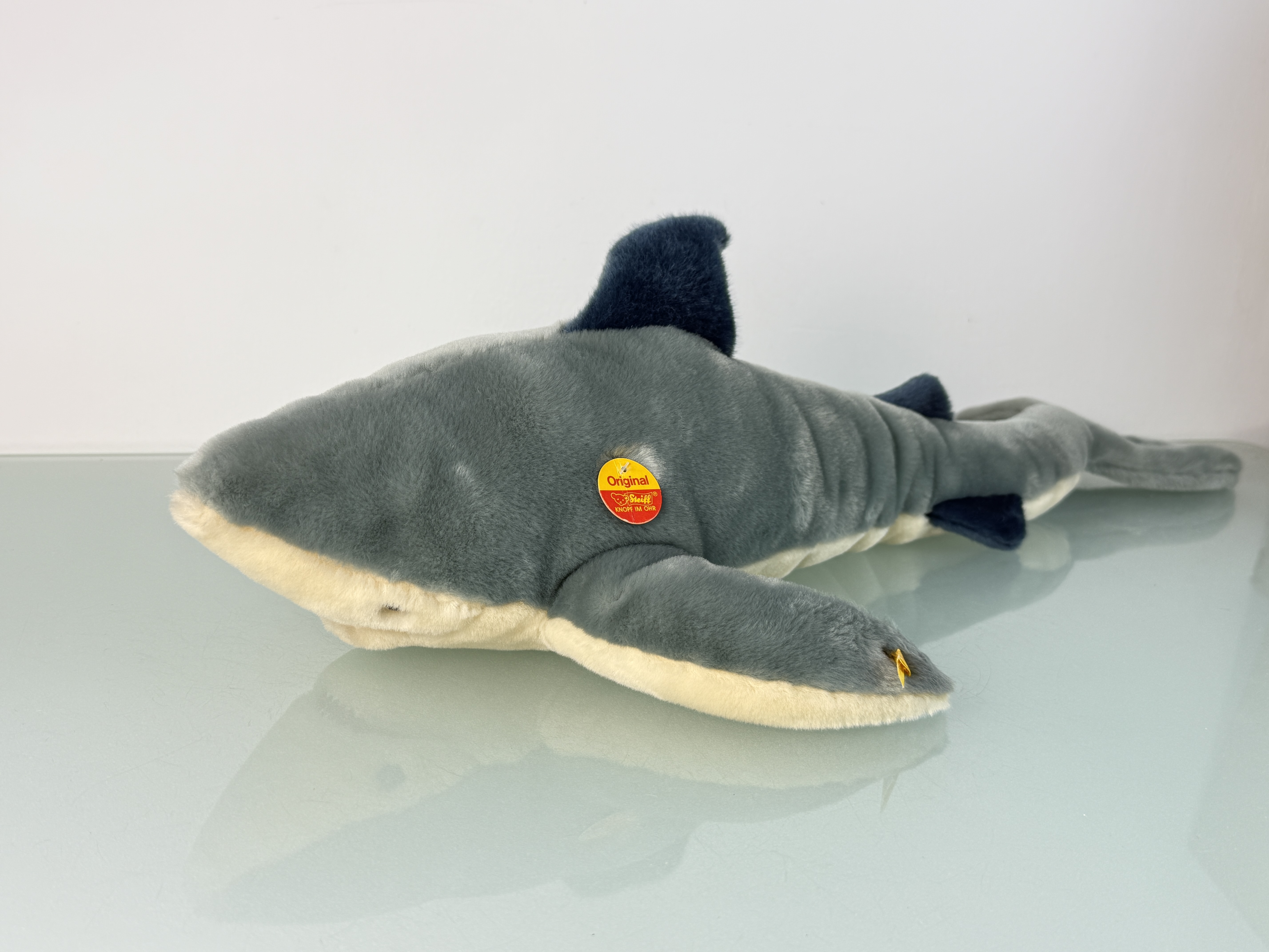 Steiff Tier 063305 Hai Fisch 20 x 75 cm. Top Zustand   