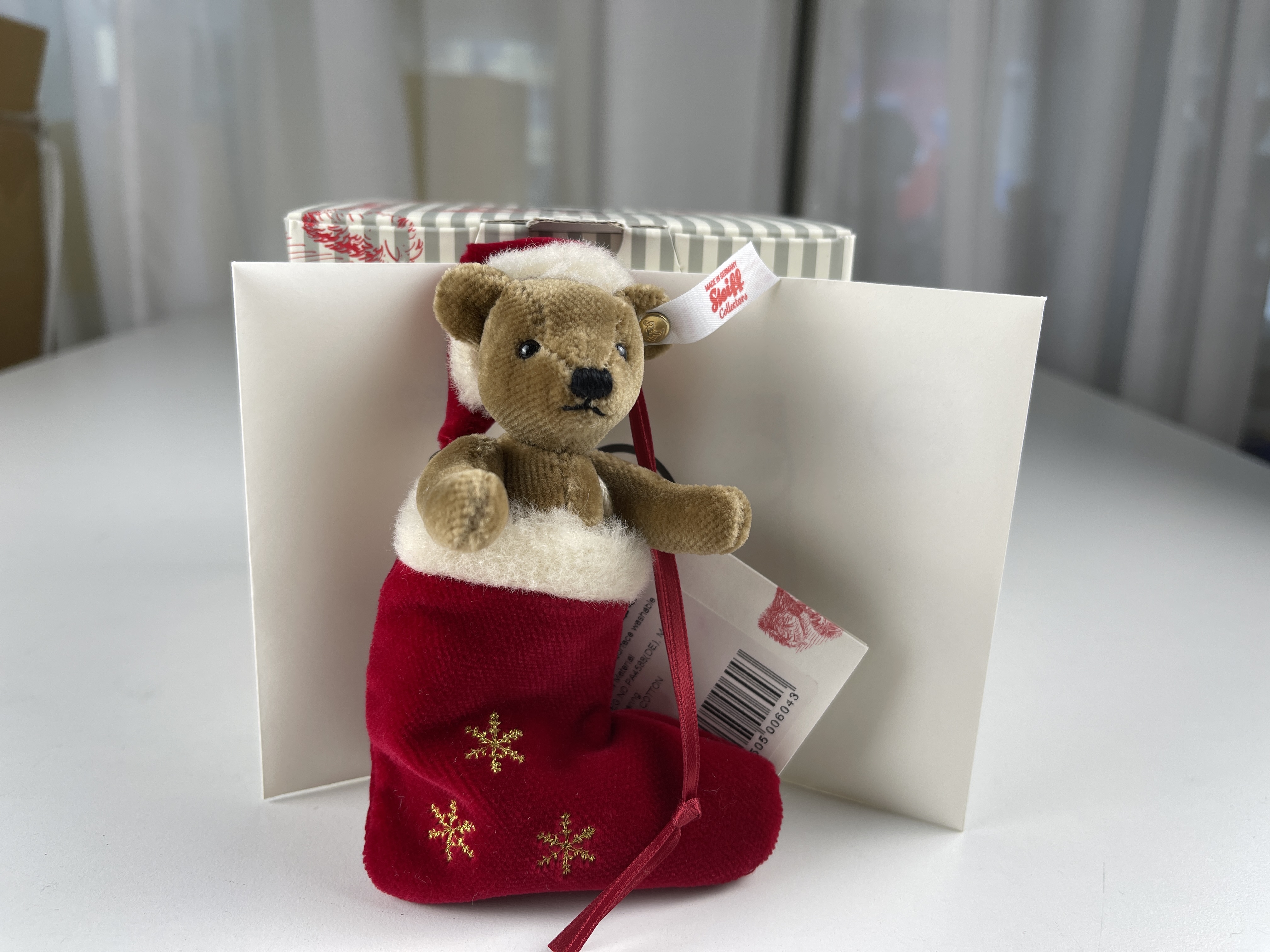  Steiff Tier 006043 Teddybär Weihnachtsteddy 12 cm. Top Zustand  + OVP & Zertifikat 