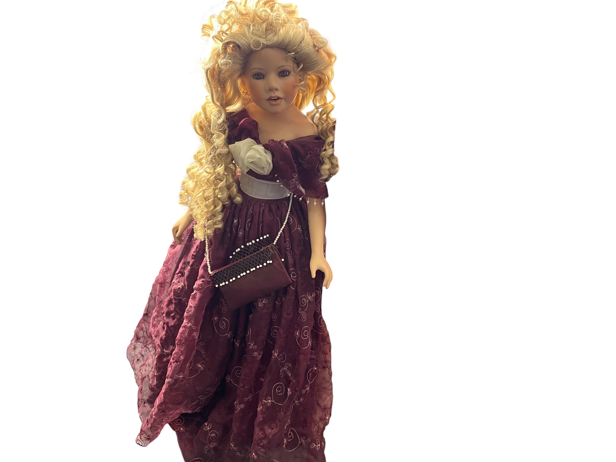 Künstlerpuppe Queens Gallery Porzellan Sammler Puppe 90 cm. + Karton Top Zustand 