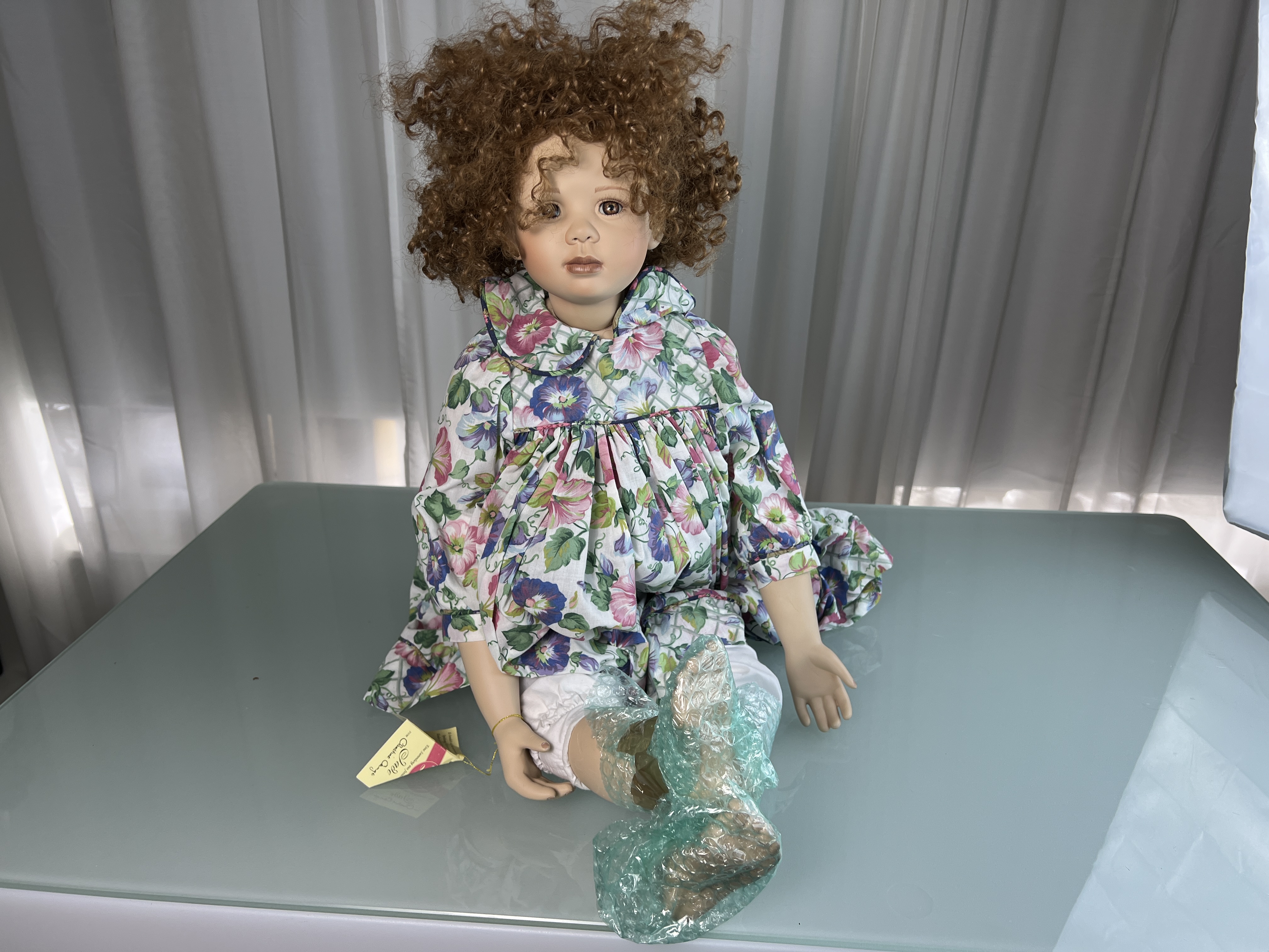 Christine Orange  Porzellan Künstlerpuppe Puppe 87 cm. Top Zustand 