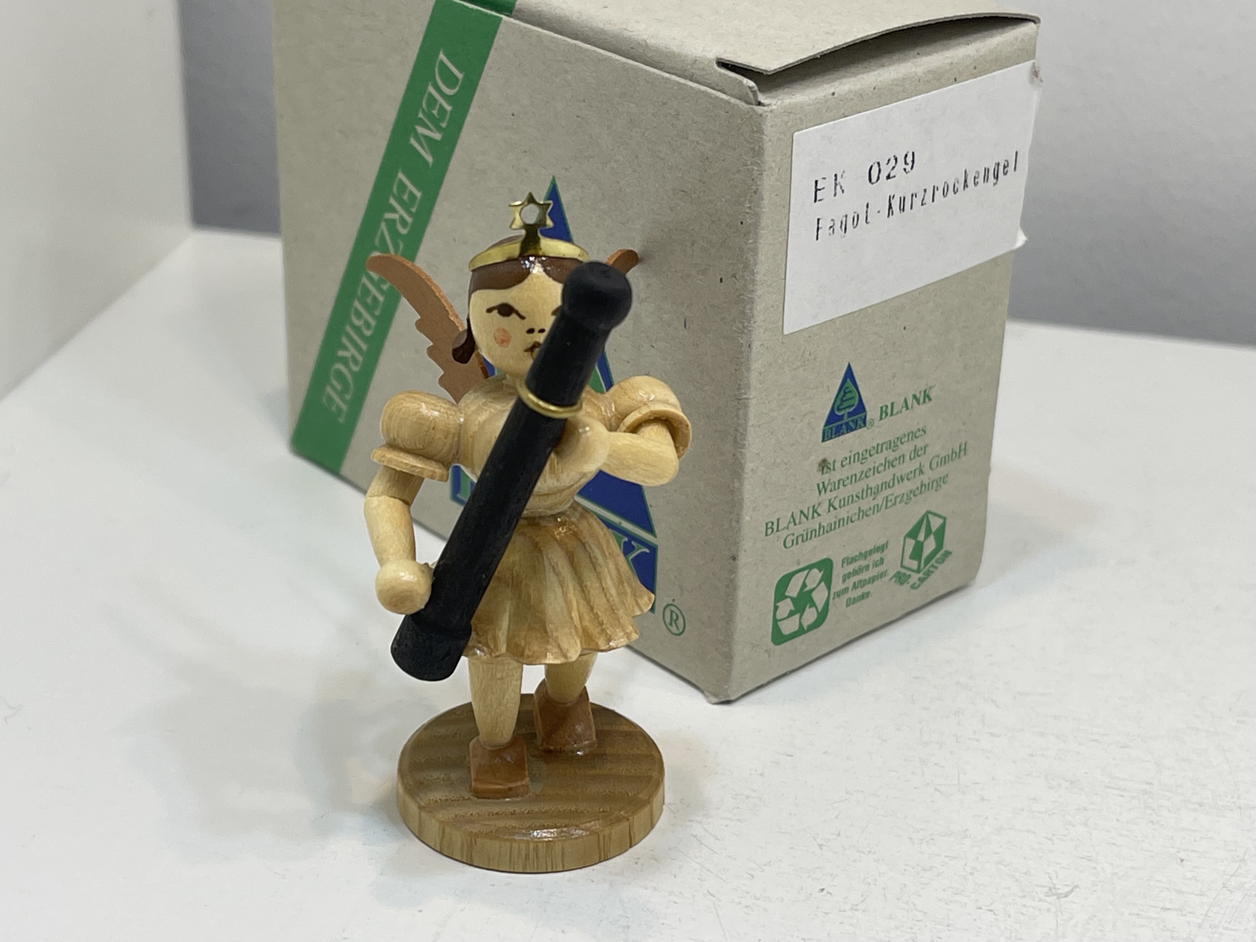 Erzgebirge Blank Figur Engel 6,8 cm. + OVP Top Zustand   