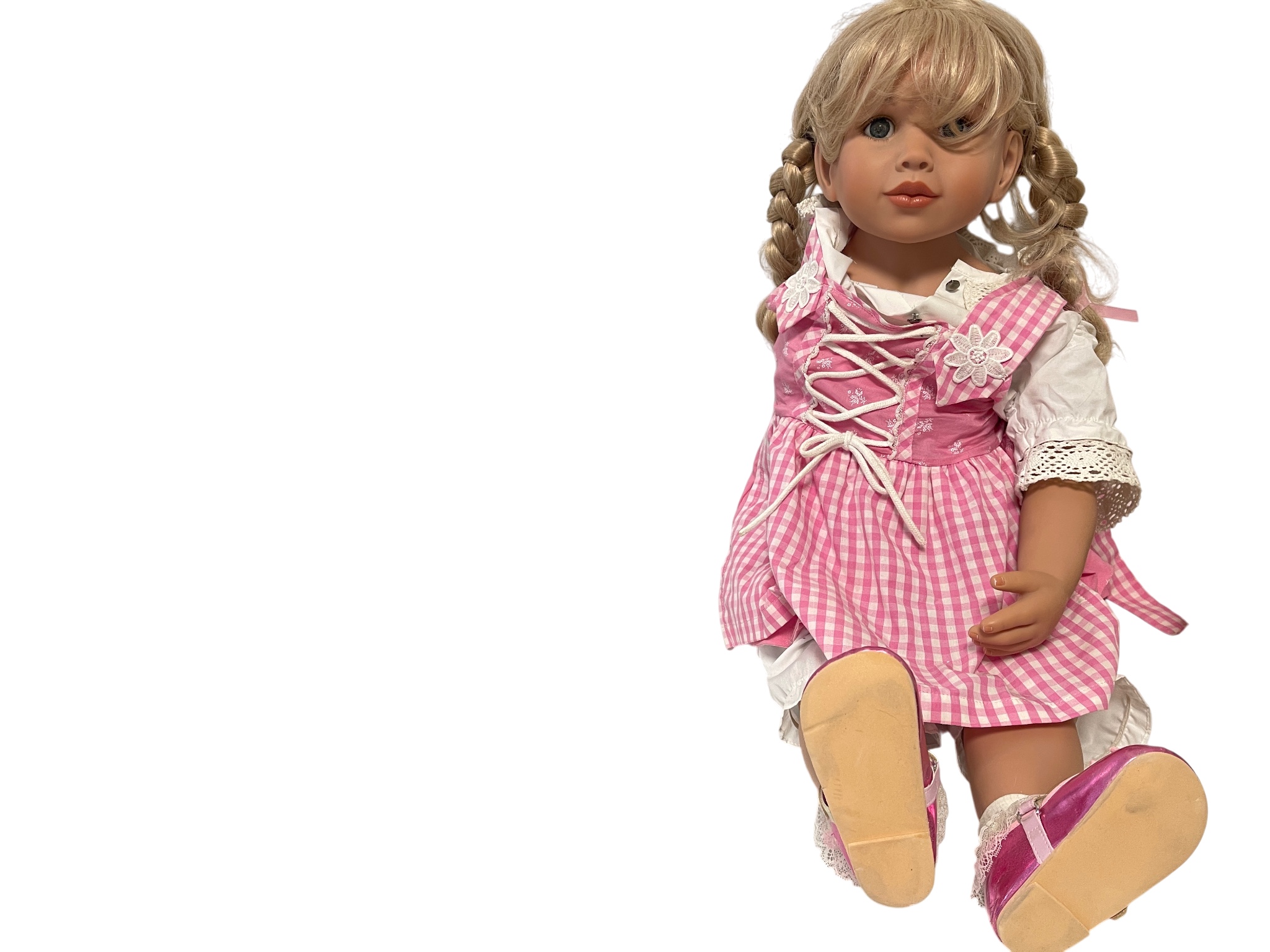 Künstlerpuppe Puppe Monika Peter Leicht Vinyl Puppe 75 cm. Defekt - Arm fehlt 