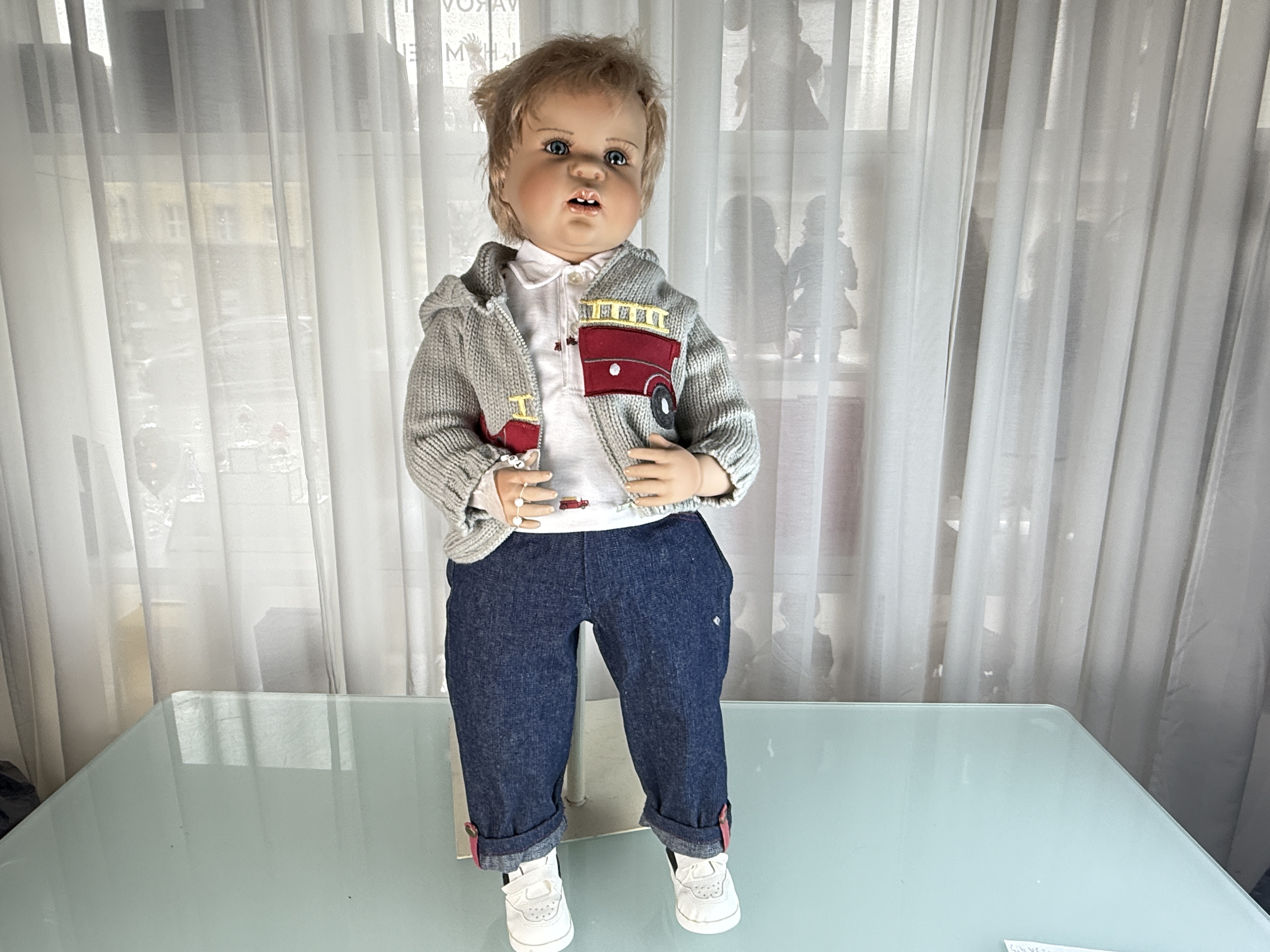 Künstlerpuppe Inge Tenbusch Porzellan Puppe 72 cm. Top Zustand. 