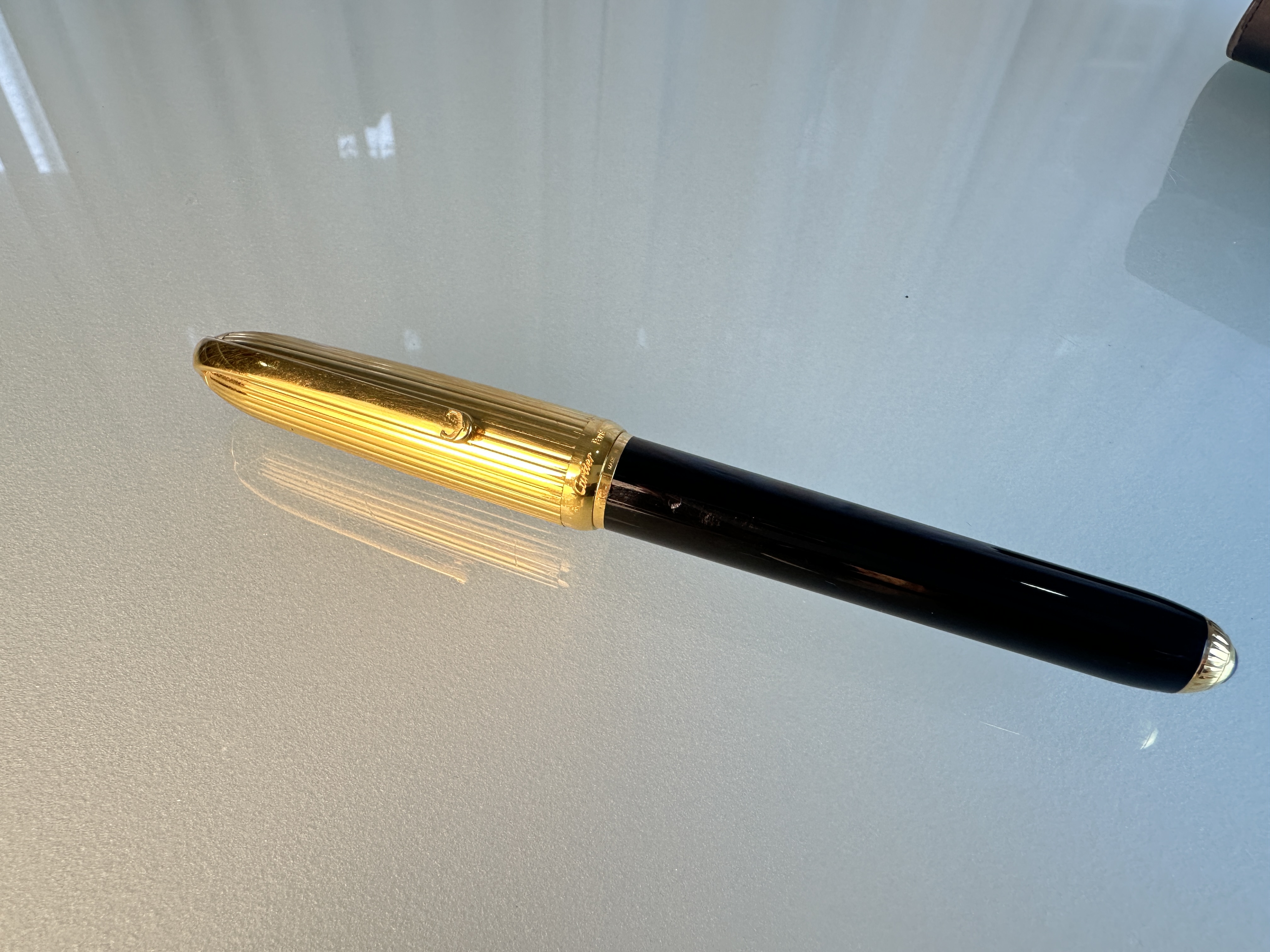 Original Cartier Federhalter Schwarz vergoldet Top Zustand siehe Bilder 