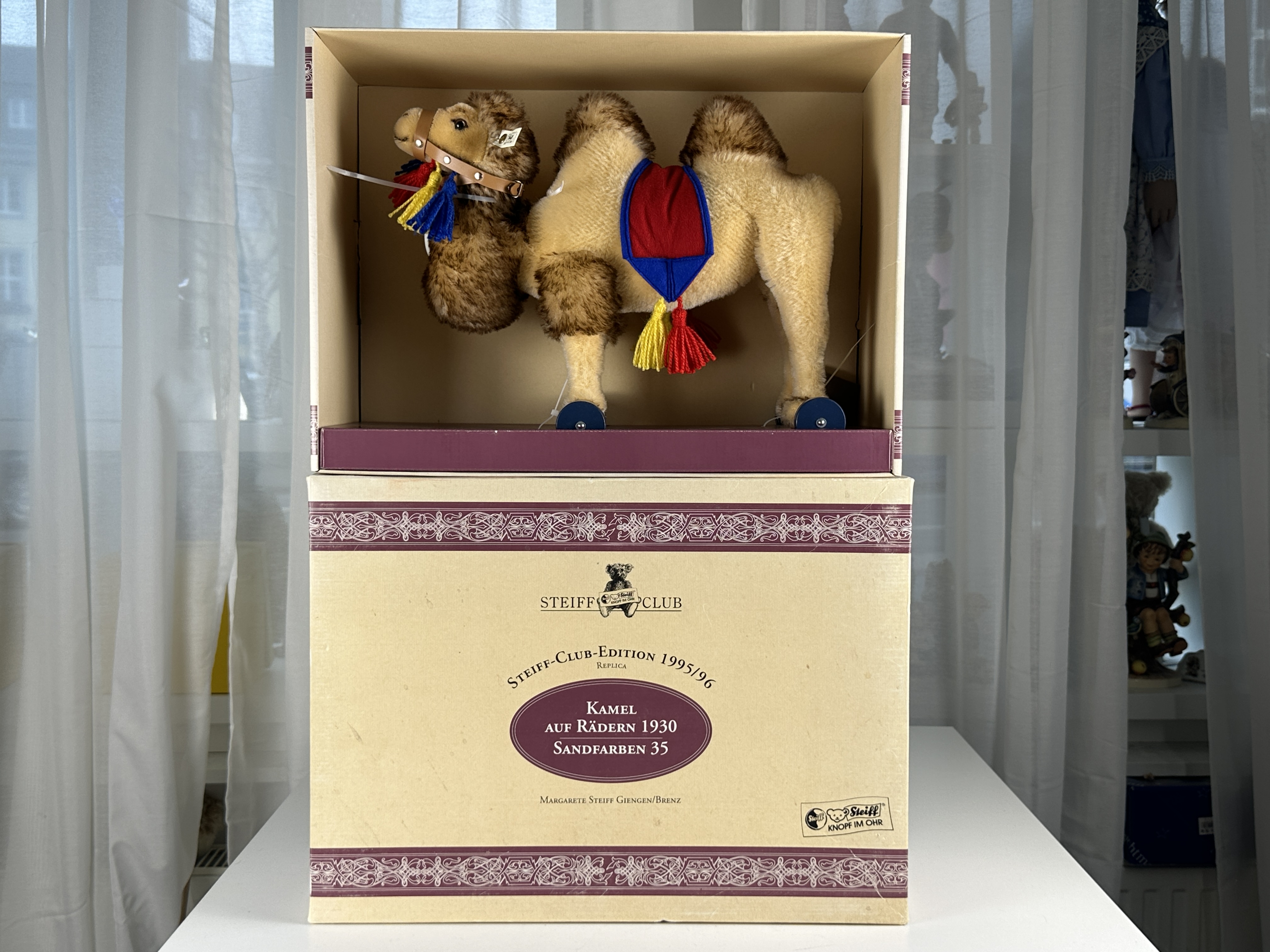 Steiff Tier 420061 Kamel auf Rädern 29 x 35 cm mit OVP in Top Zustand