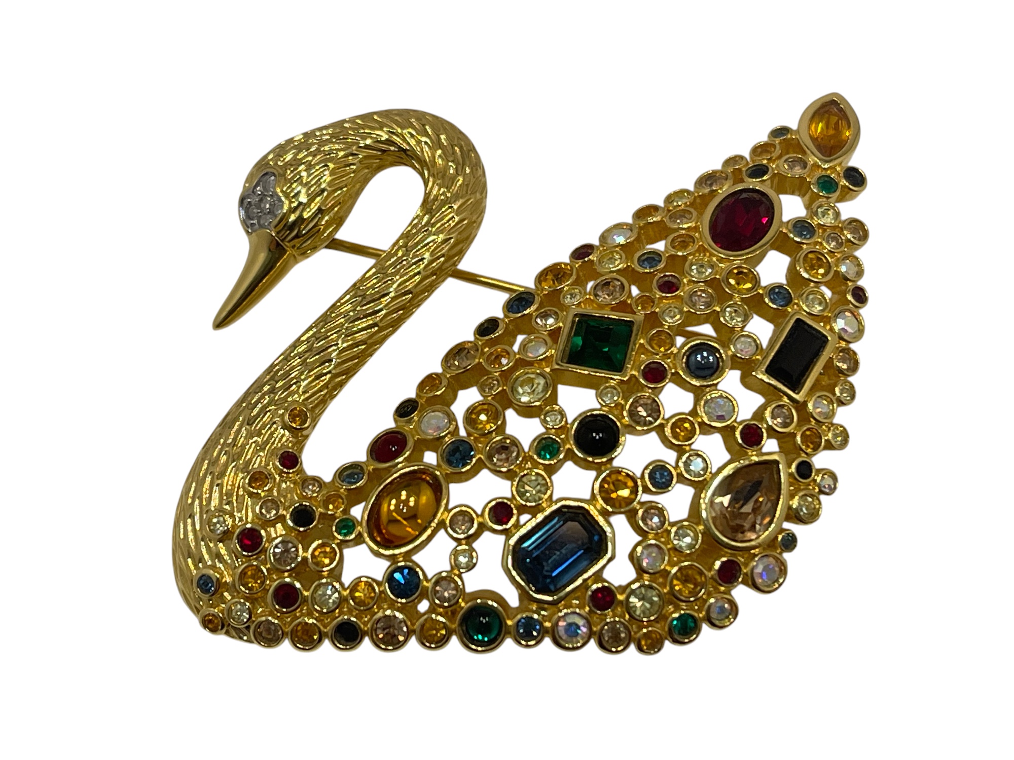  Swarovski Figur Brosche / Schwan 5 cm  - Top Zustand
