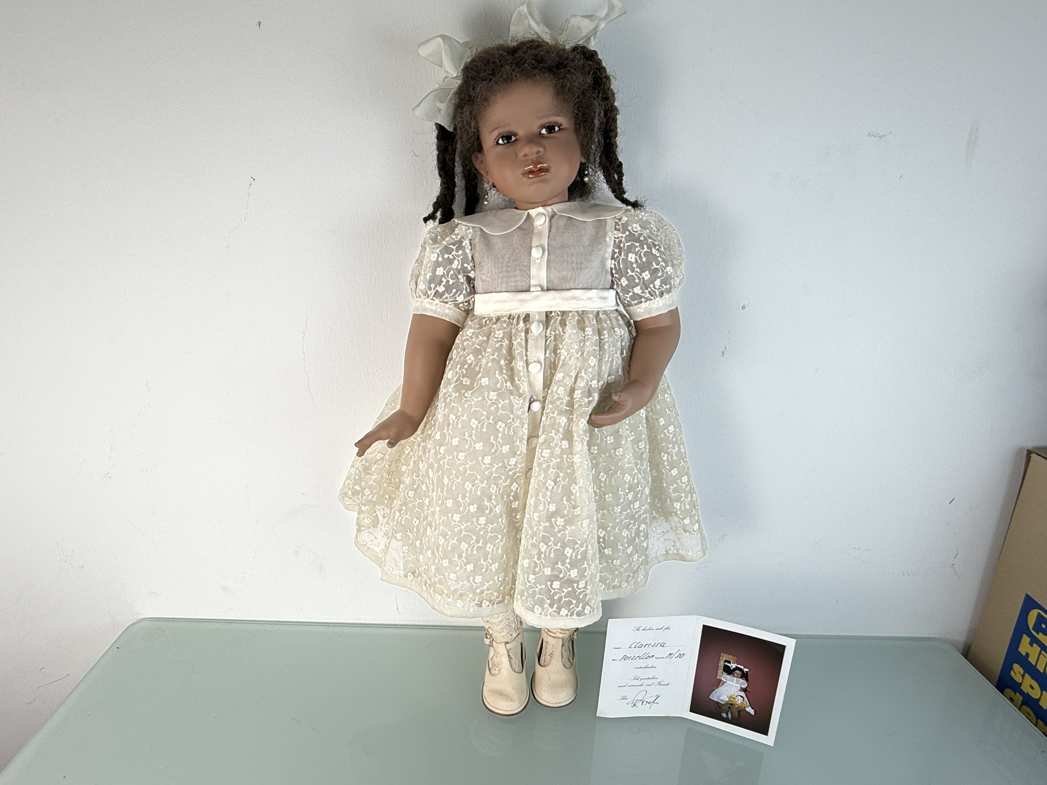 Künstlerpuppe Ruth Treffeisen Porzellan Puppe 75 cm. Top Zustand  