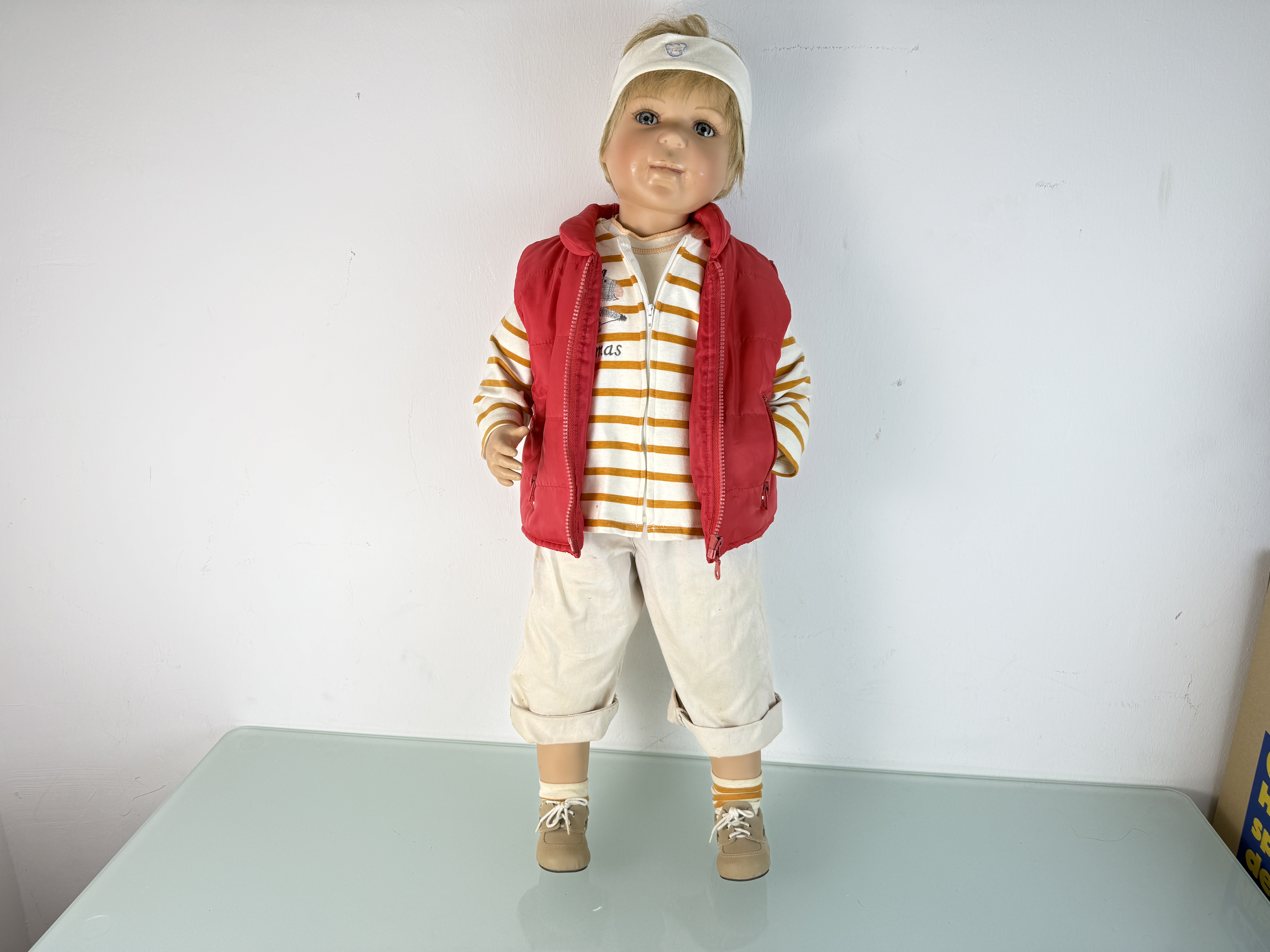 Künstlerpuppe Inge Tenbusch Porzellan Puppe 83 cm. Top Zustand. 