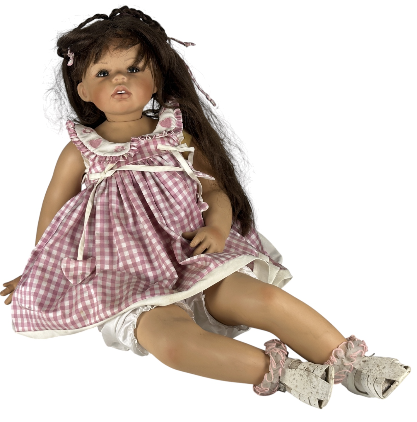 Monika Levenig Künstlerpuppe Porzellan Puppe 75 cm. Zustand Verschmutzt