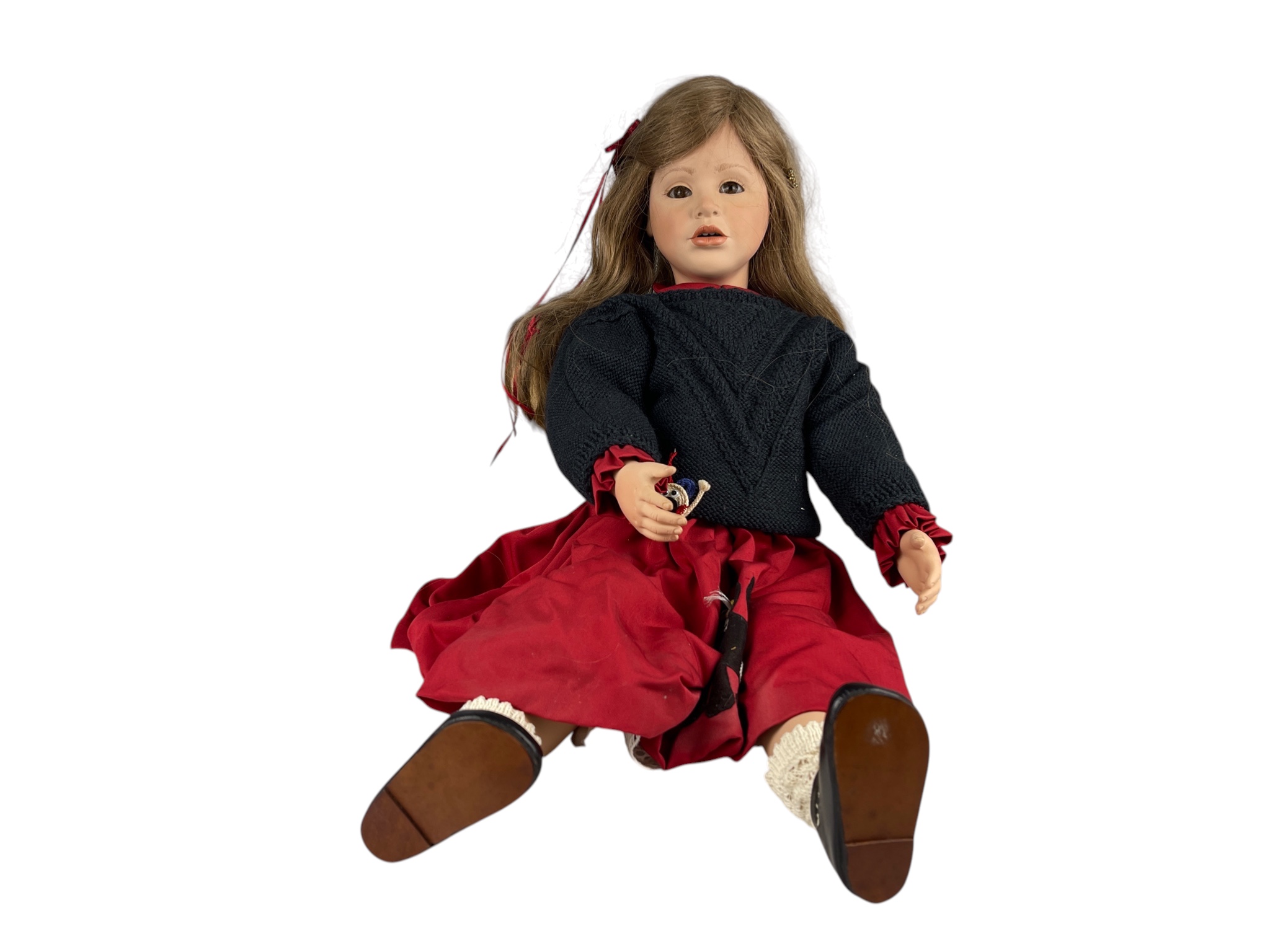 Künstlerpuppe Porzellan Puppe Christel Flörchinger 70 cm. Top Zustand  