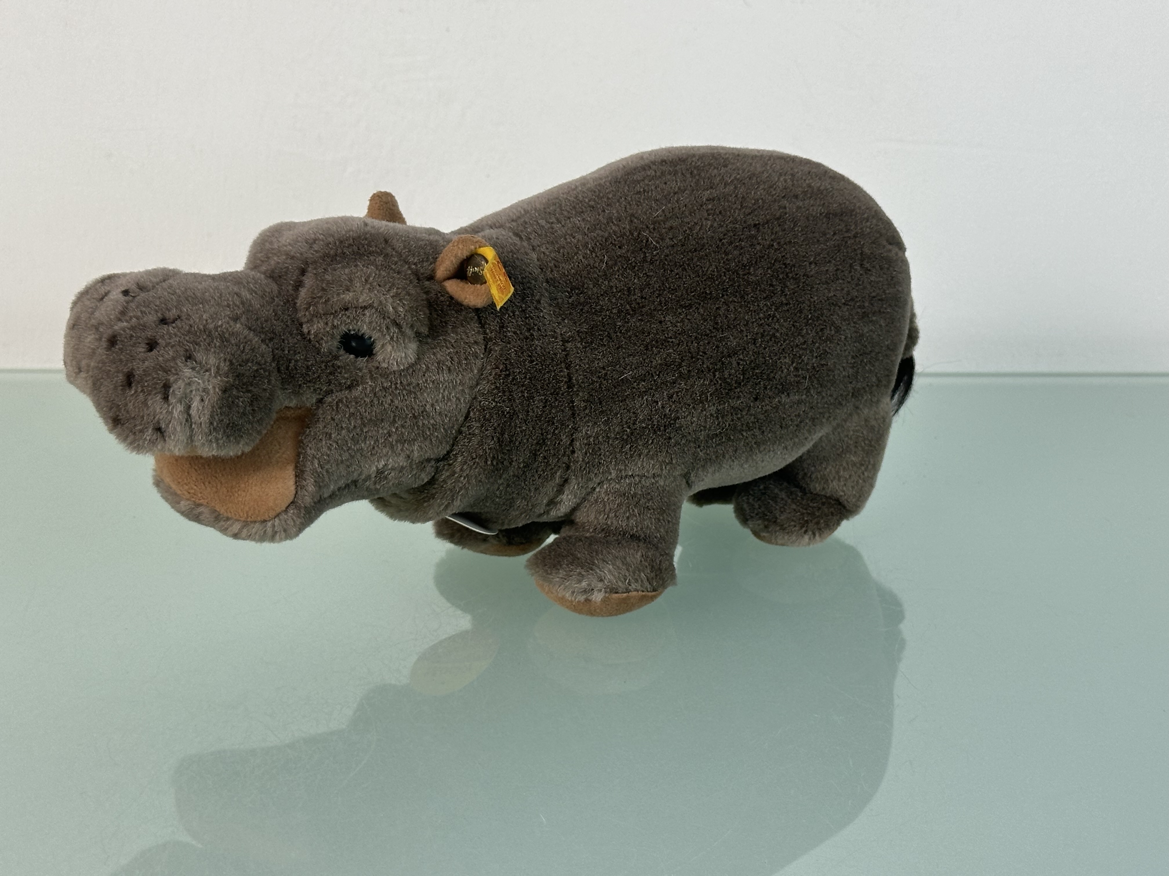 Steiff Tier 063428 Nilpferd 13 x 27 cm. Top Zustand