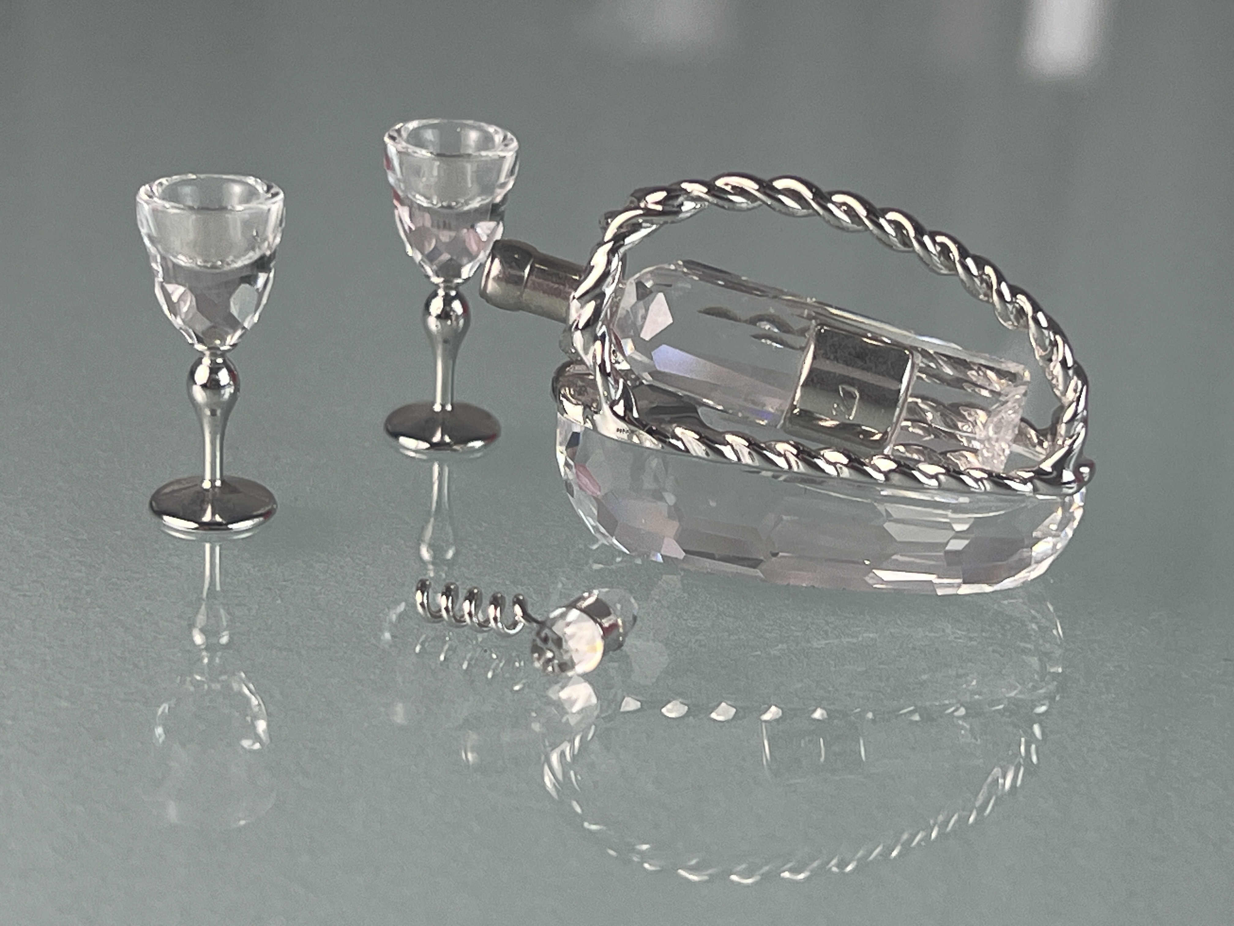 Swarovski Figur Wein Set Rhodium Top Zustand 