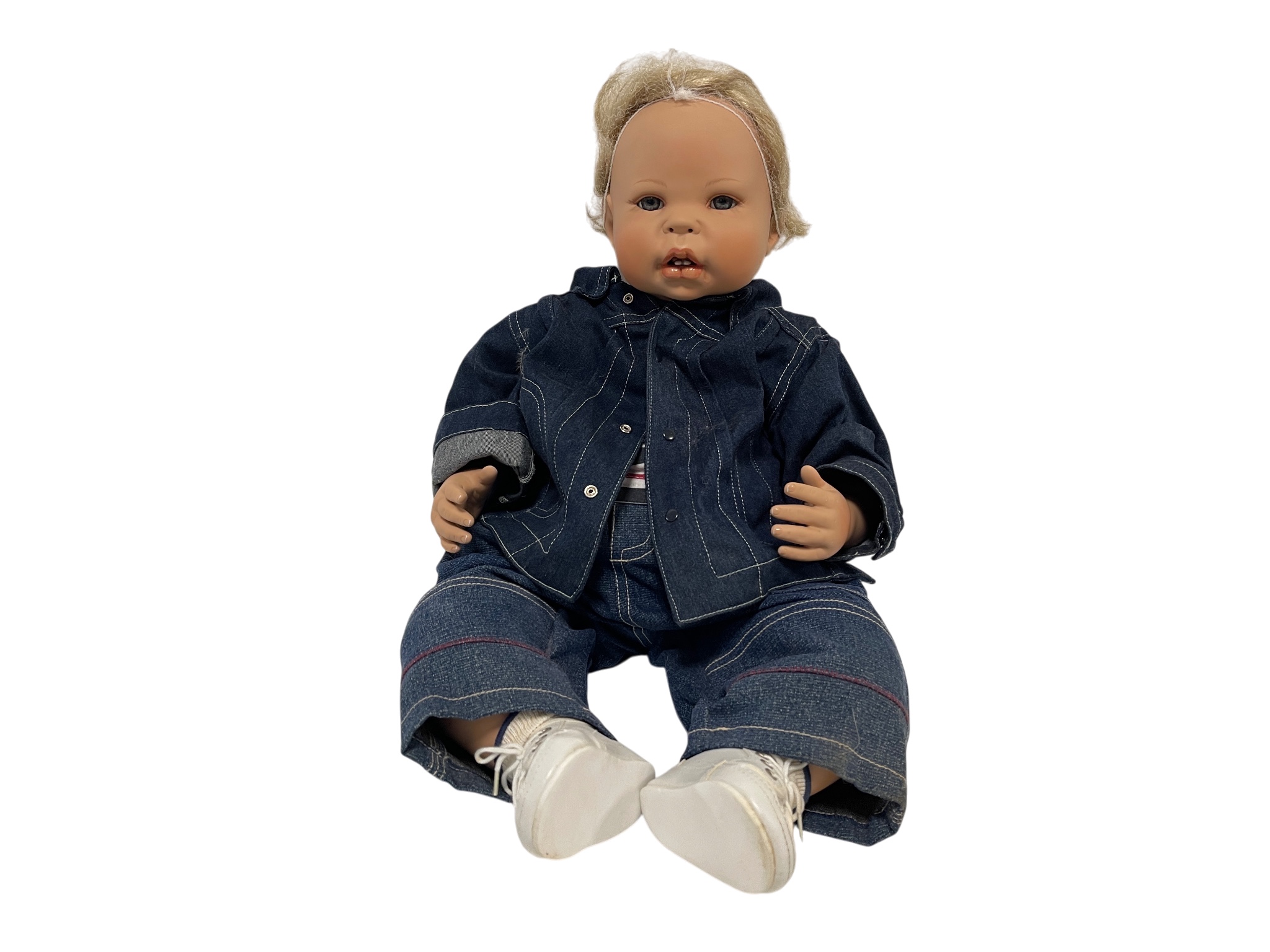Künstlerpuppe Inge Tenbusch Porzellan Puppe 56 cm. Top Zustand.  