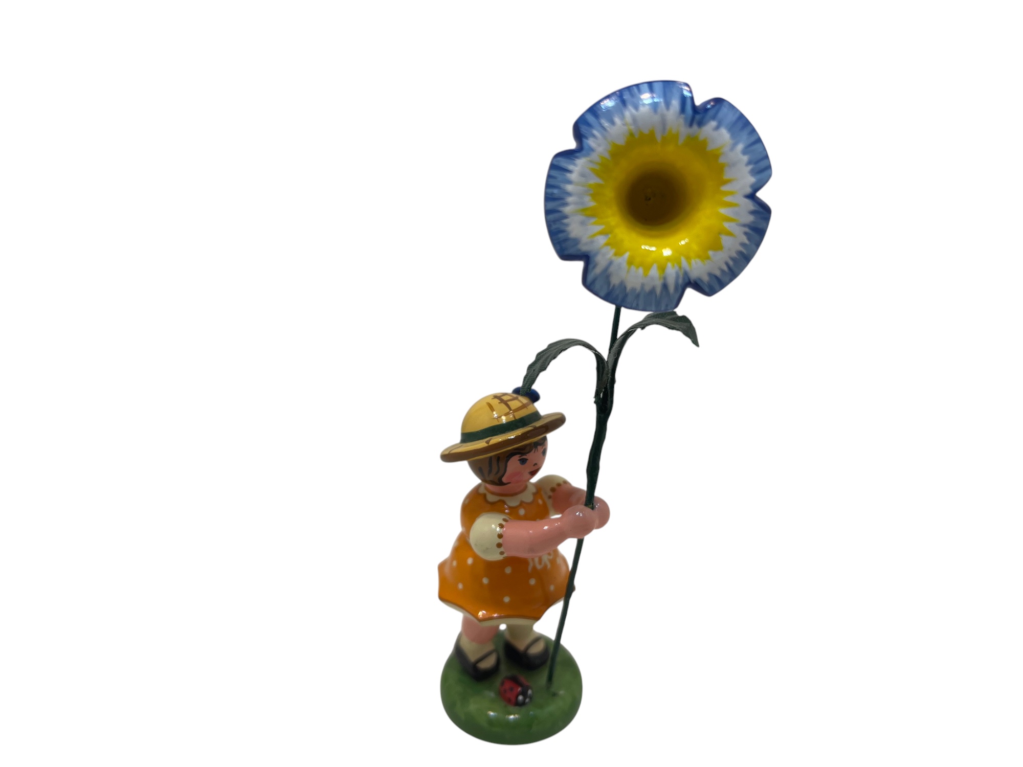 Erzgebirge Hubrig Figur Sammler Holz Figur Blumenkind 10 cm. Top Zustand       