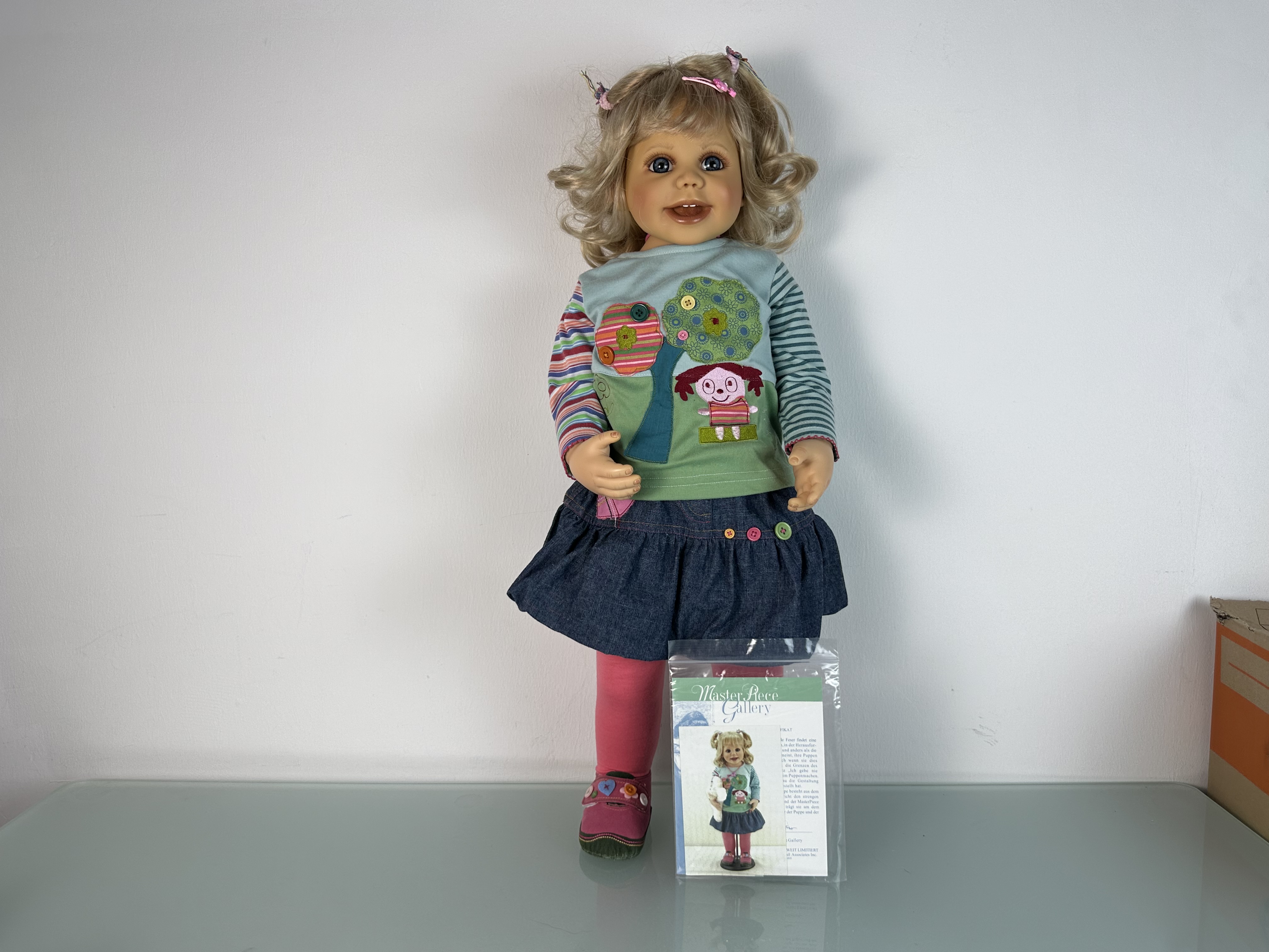 Künstlerpuppe Gerlinde Feser Vinyl Puppe 71 cm. Zustand siehe Fotos