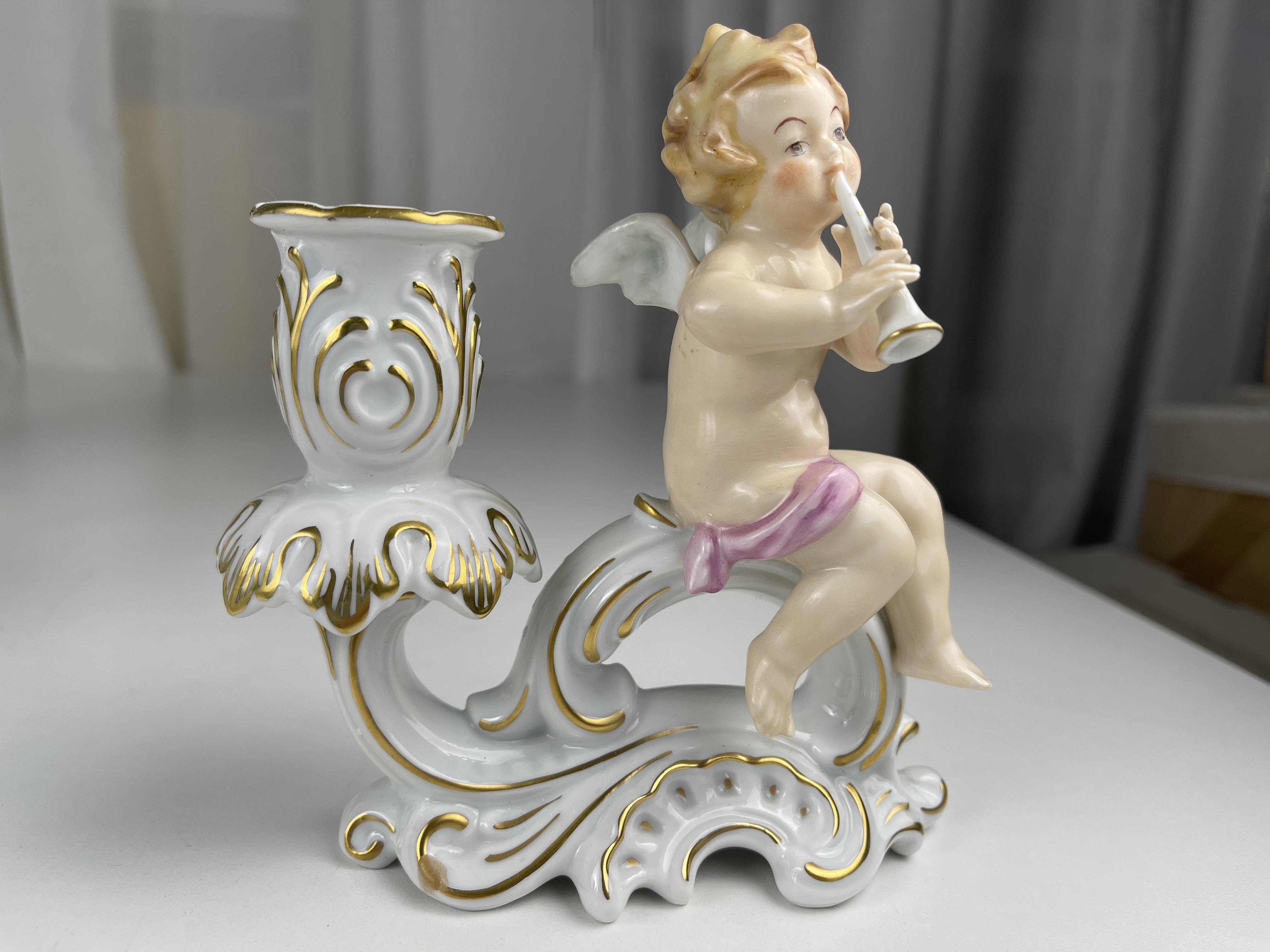 Kaiser Porzellan Figur Engel Kerzenständer 15 cm - Top Zustand 