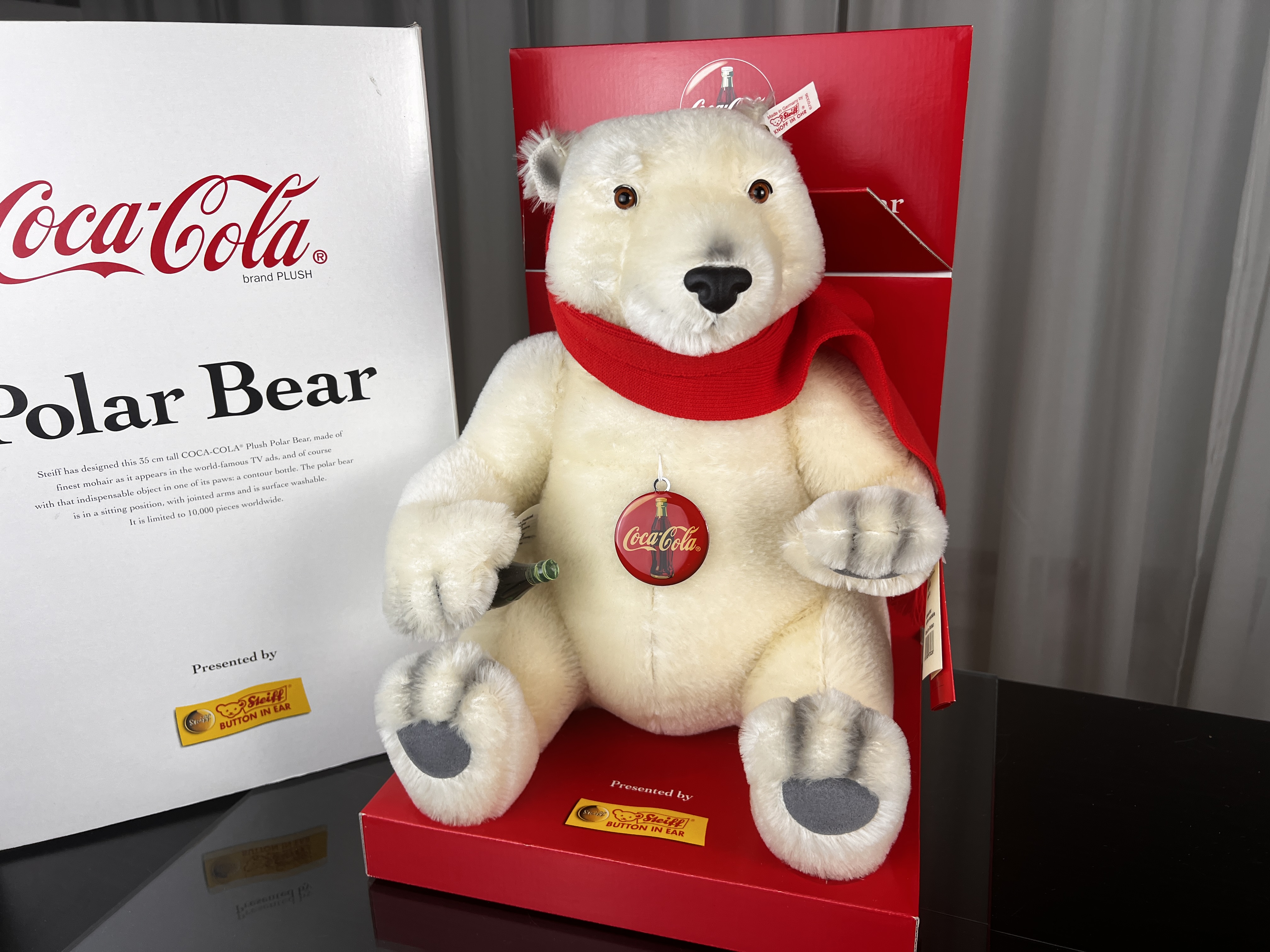 Steiff Teddy Bär 670336 Coca Cola Polar Bär 35 cm Top Zustand . 