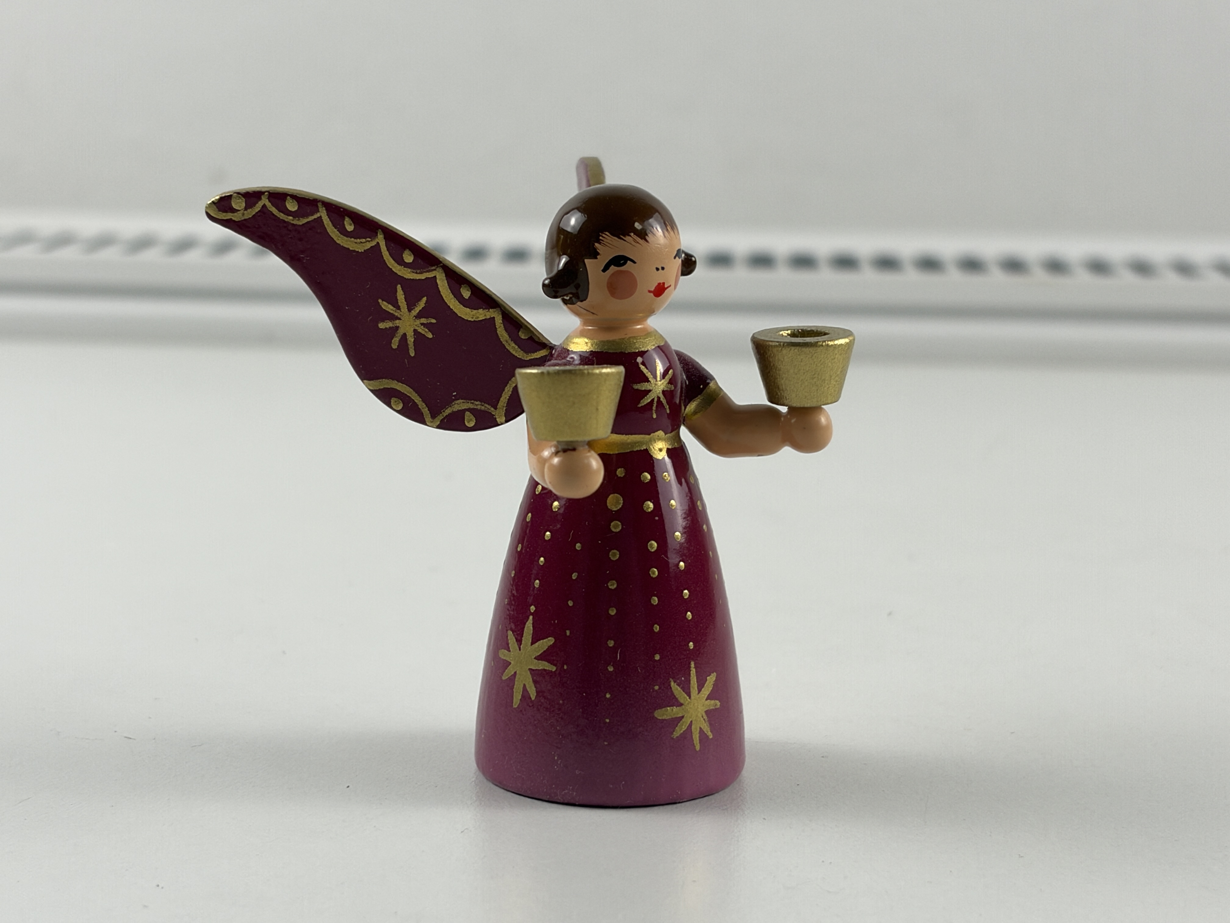 Erzgebirge Holz Figur Engel Kerzenständer 6,7 cm. Top Zustand  