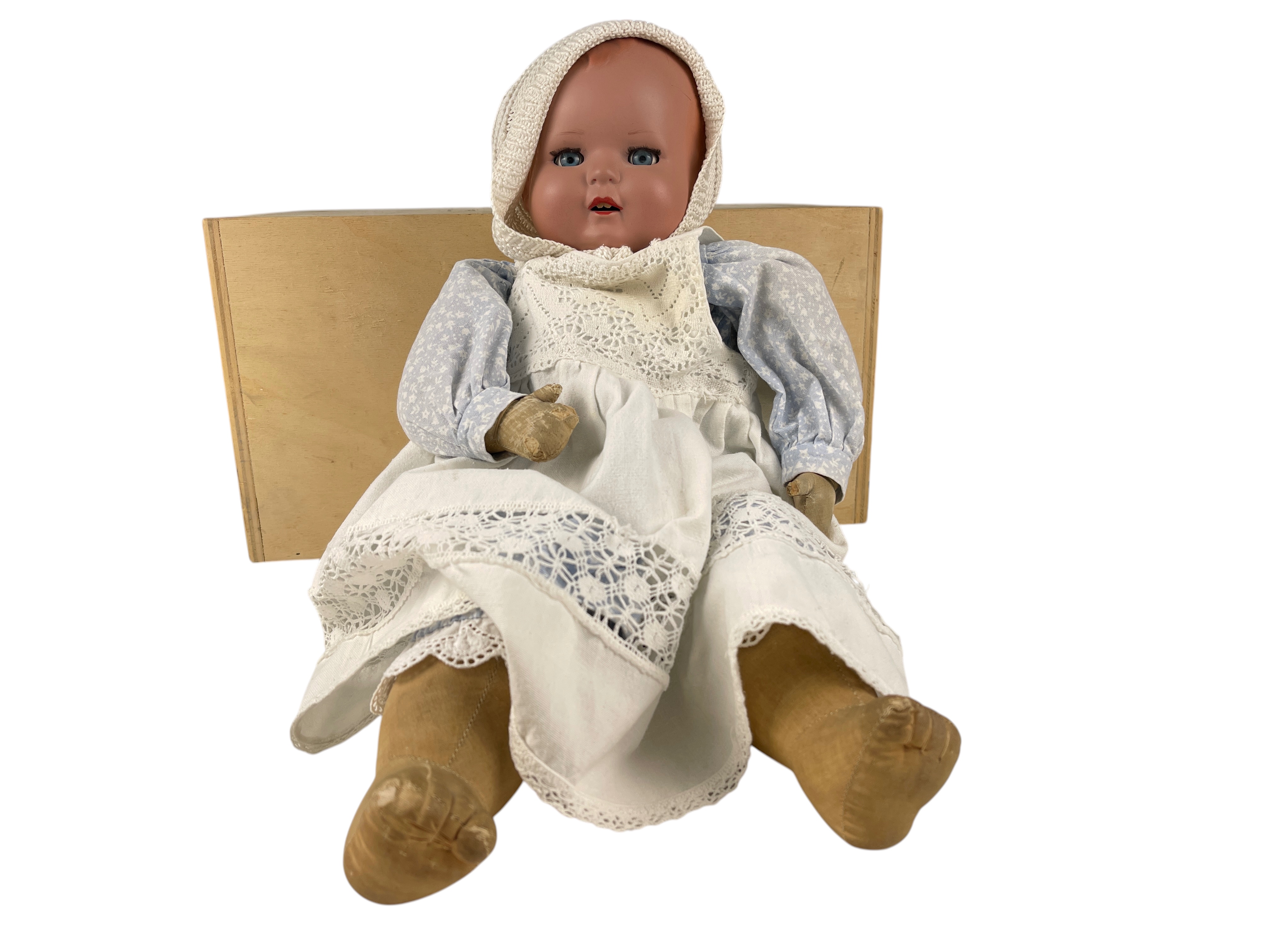 Künstlerpuppe Schildkröt Puppe alte Vinyl 48 cm Zustand siehe Fotos (Ohne Kiste)