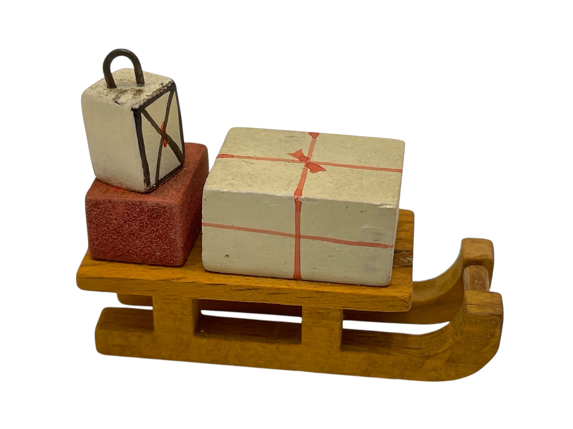 Erzgebirge Figur Ornament Schlitten  5 x 4 cm. Top Zustand 