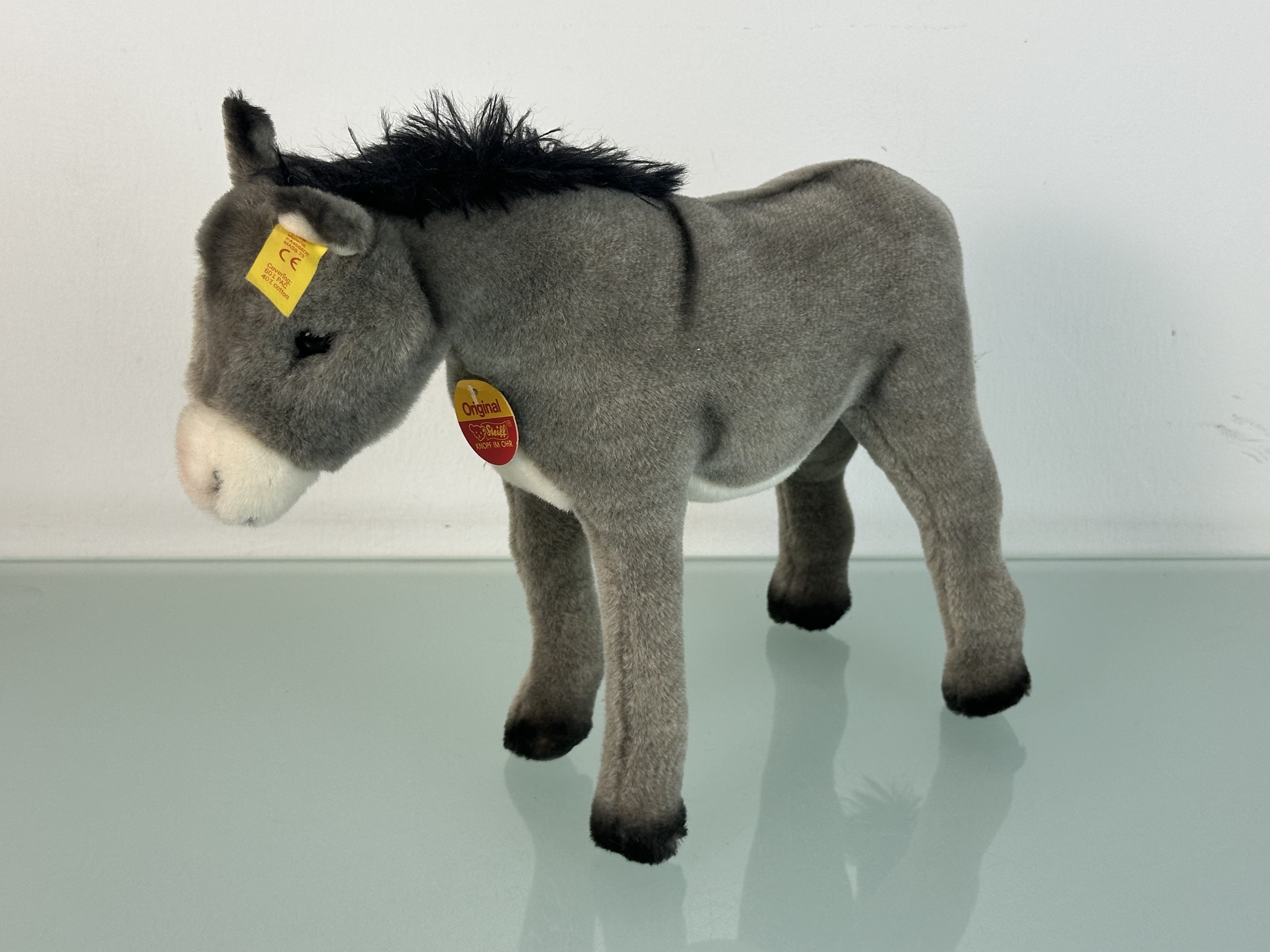 Steiff Tier 072796 Esel 30 cm Lang x 23,5 cm Hoch. Top Zustand