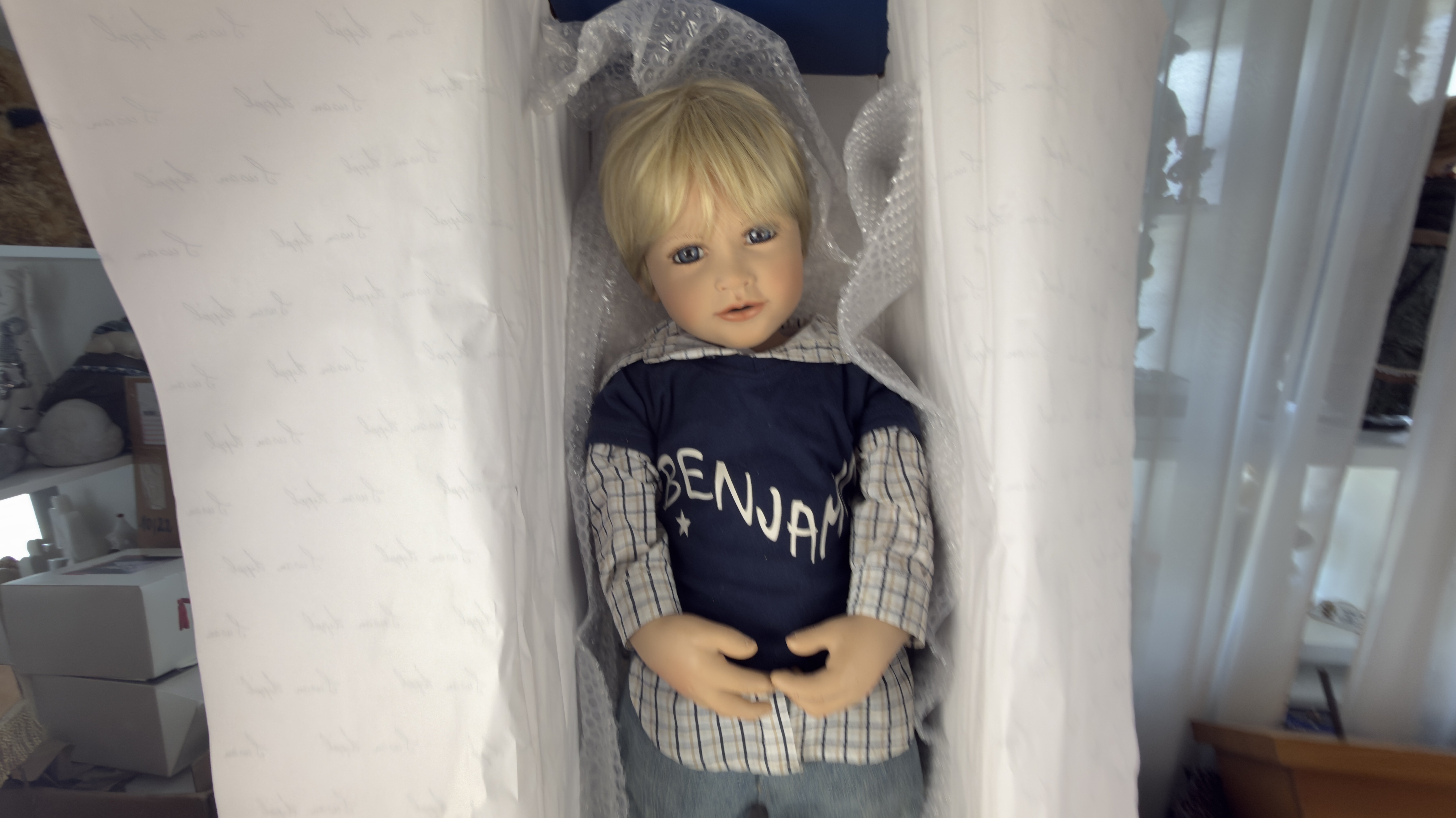 Künstlerpuppe Susan Lippl Vinyl Puppe 76 cm. Top Zustand