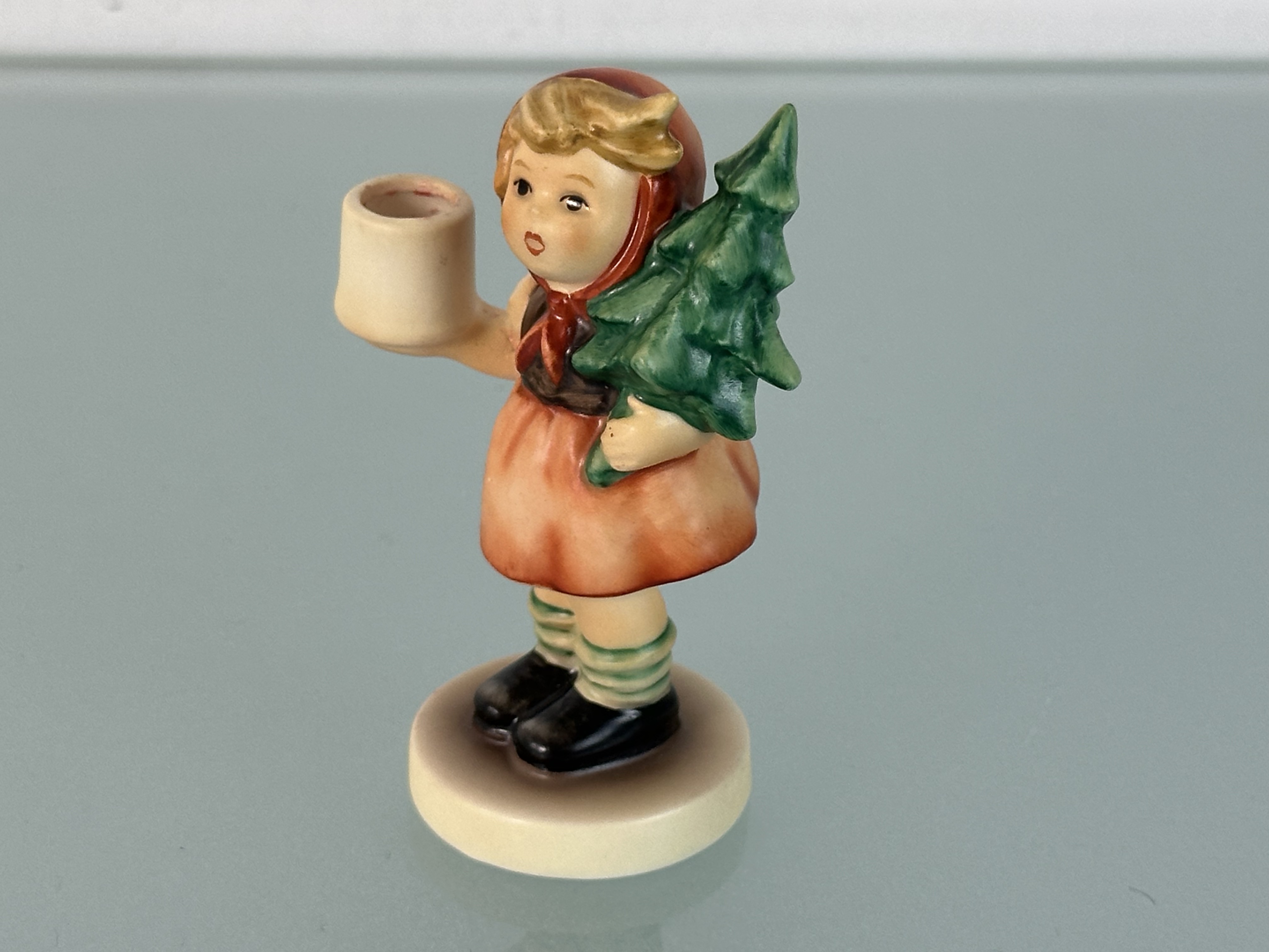Hummel Figur 116 Mädchen mit Tannenbaum 9 cm. Kerzenständer 1 Wahl. Top Zustand