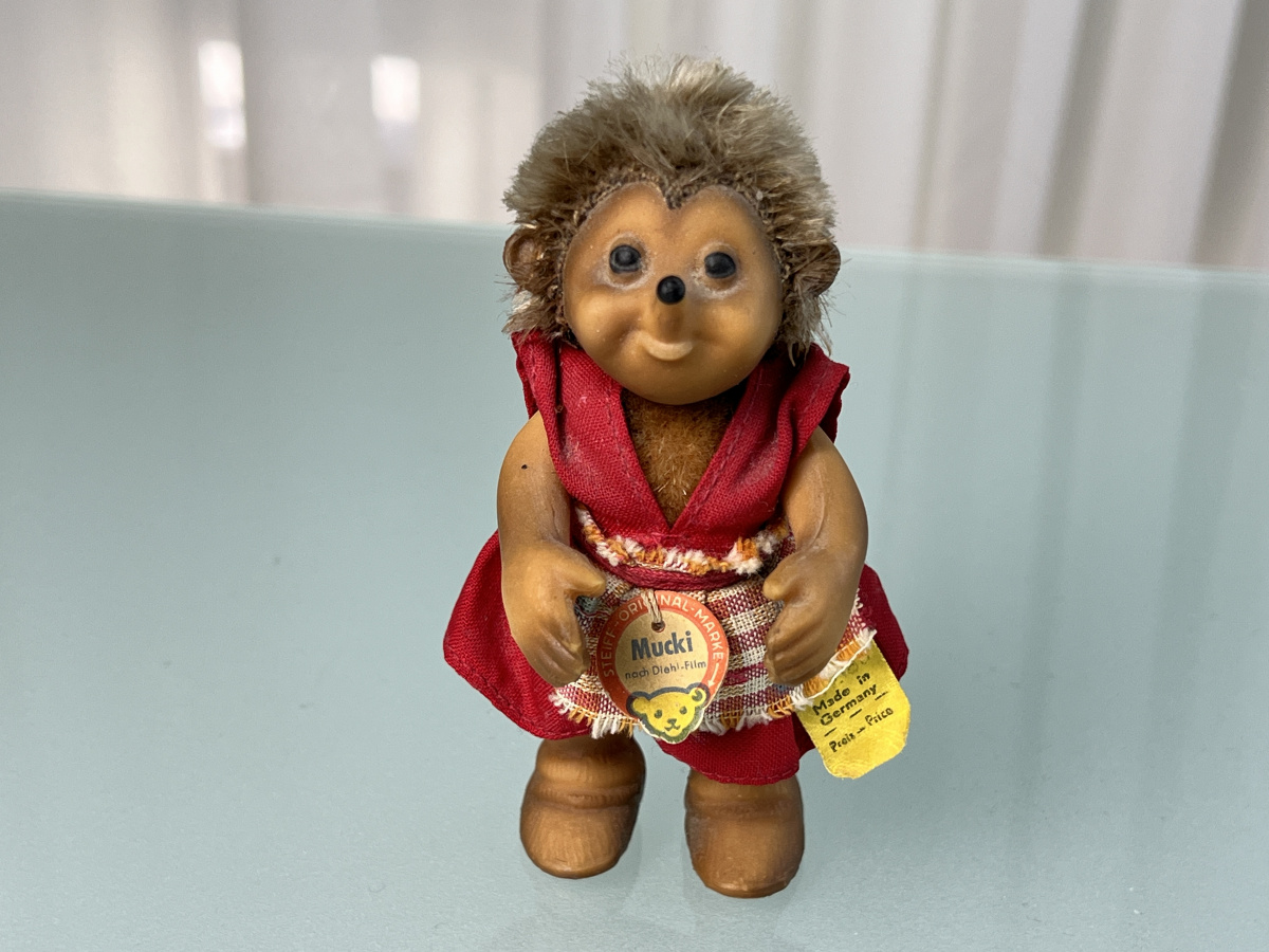 Steiff Mecki Hérisson Figurine Vintage 12cm Chaussures Bois